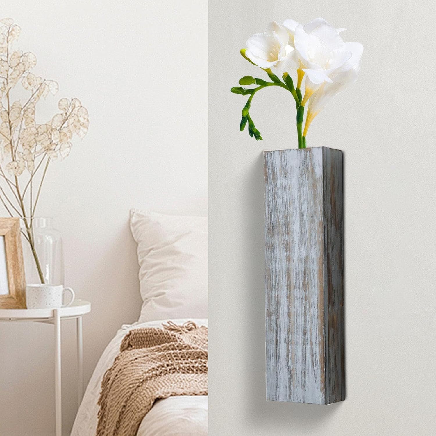 Bothyi Wooden Hanging Planter for Indoor Plants and Dried Flowers
