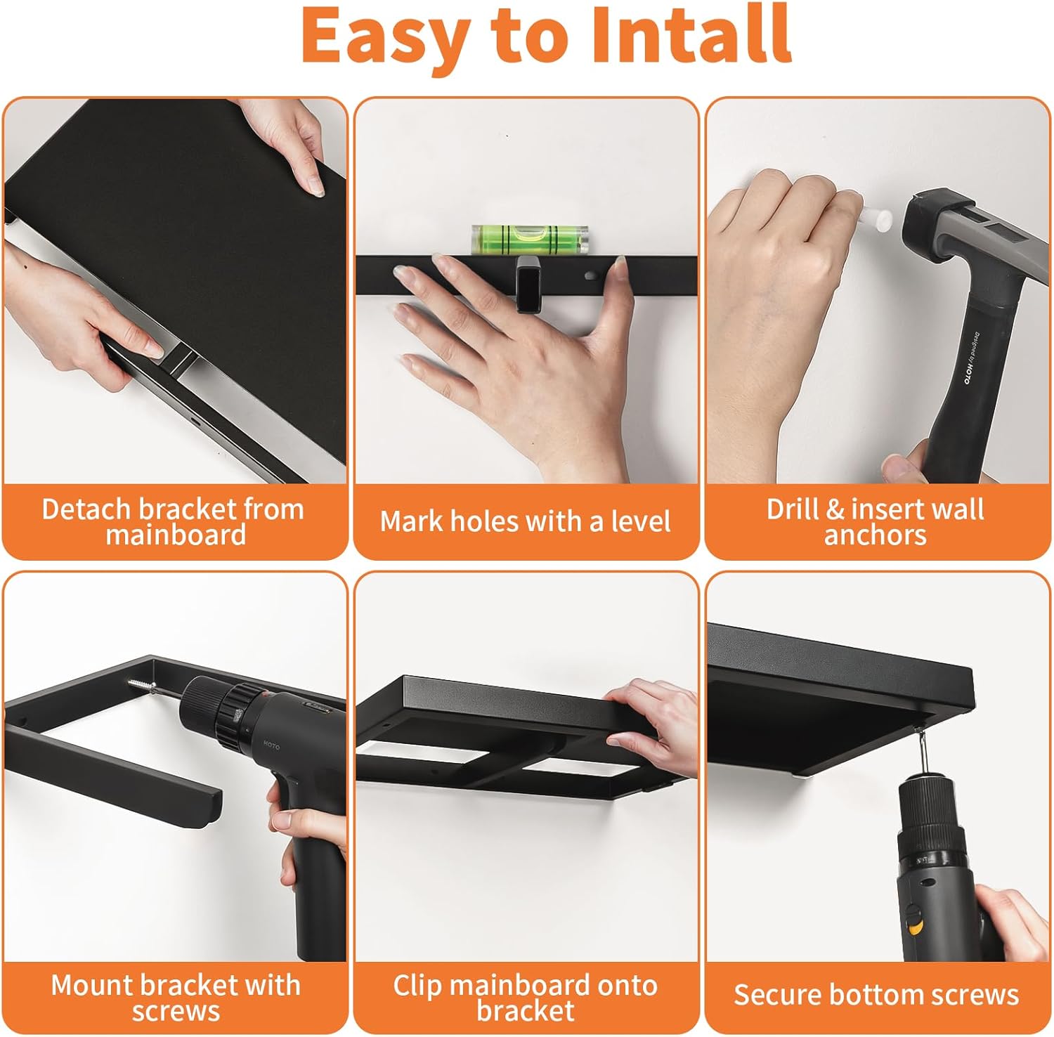 All-Metal Floating Shelves 2 Pack Heavy Duty
