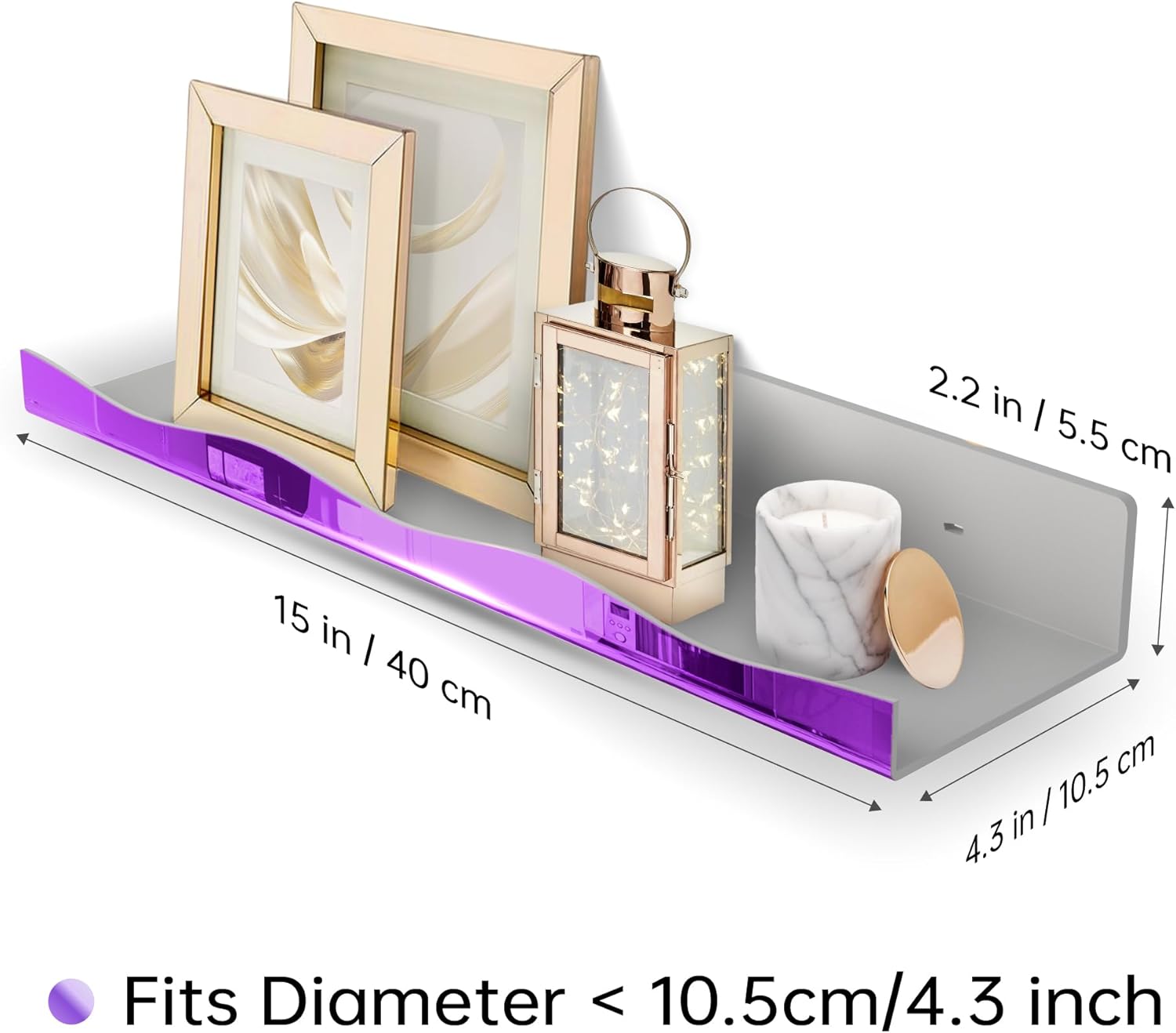 YMVV 157 In Purple Reflective Floating Shelf 4 Pack