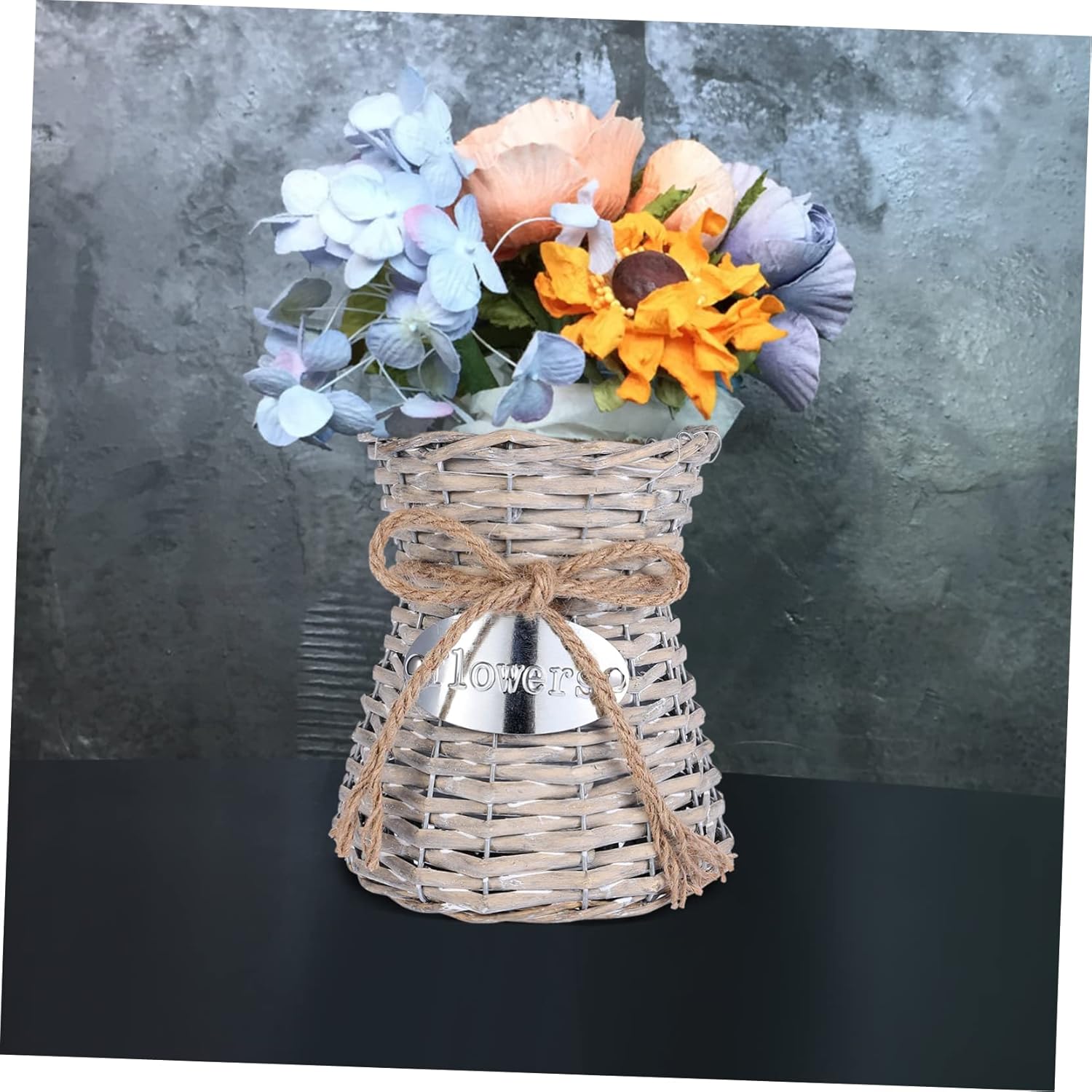 Happyyami Vintage Bamboo Woven Flower Basket for Home Decor
