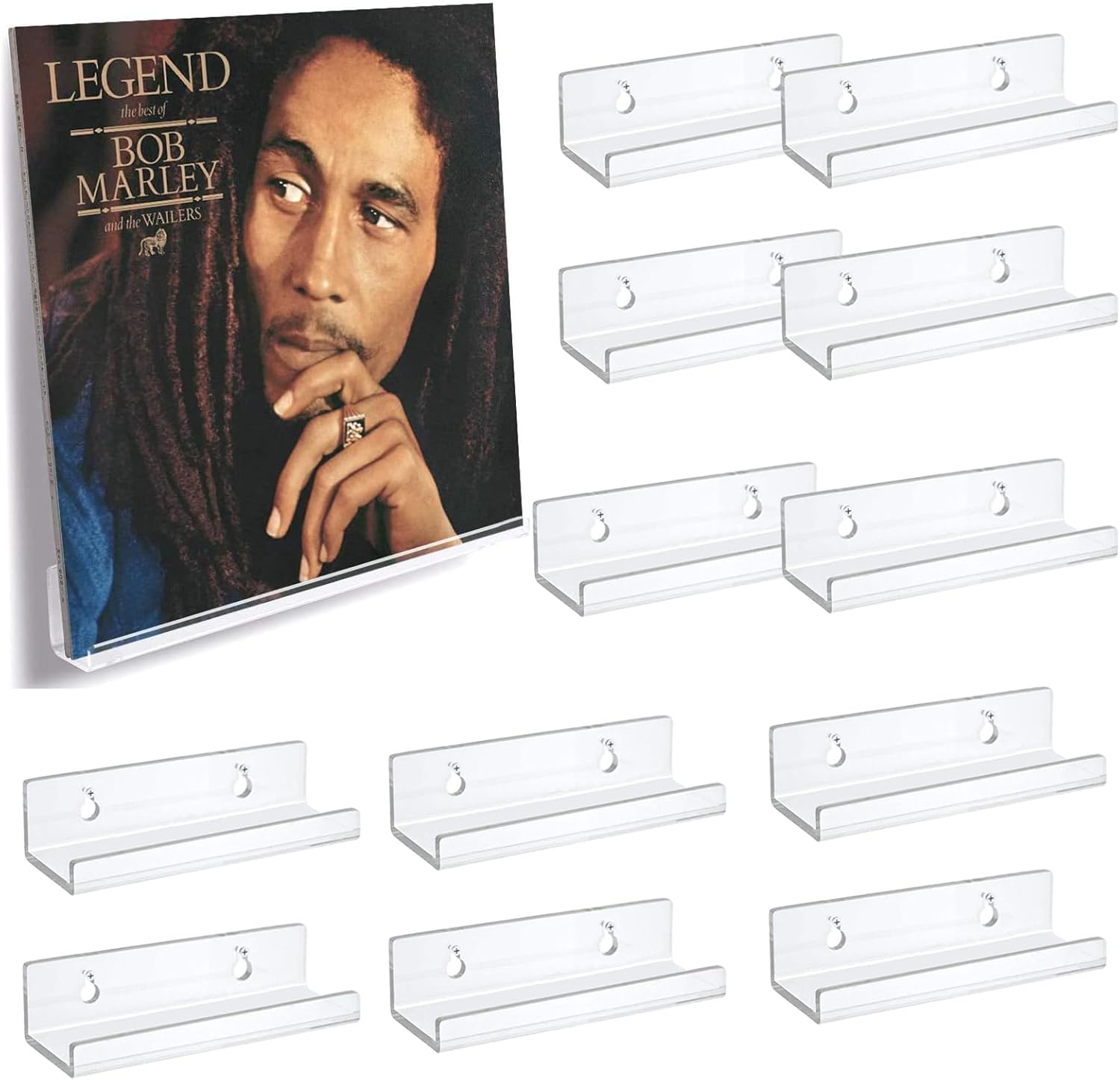 12-Pack 4-Inch Clear Vinyl Record Wall Mount Shelf