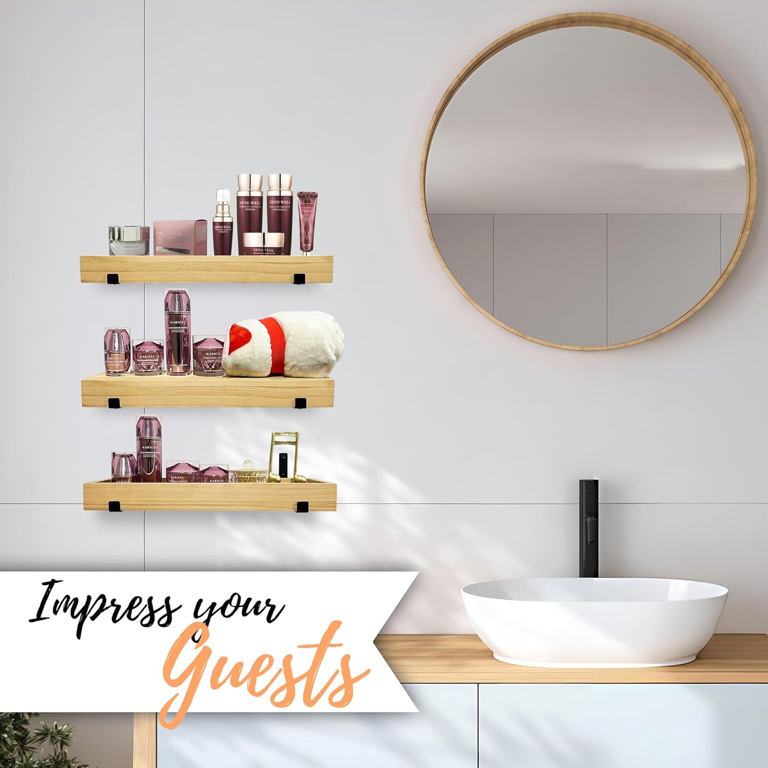 Autumn Alley 3-Tier Floating Wood Shelves Set
