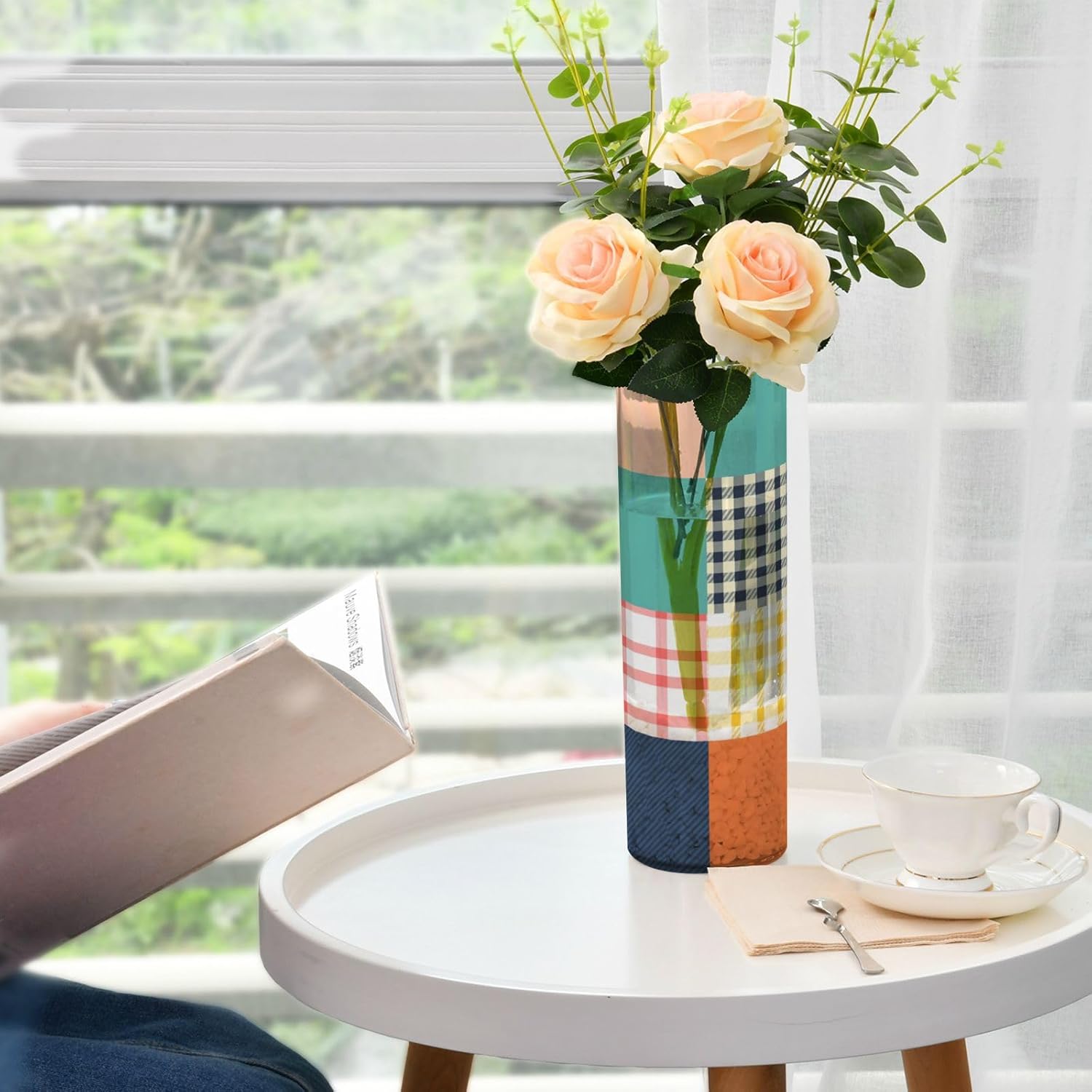 Colored Checkerboard Plastic Vase for Centerpieces 118 x 39 Inch