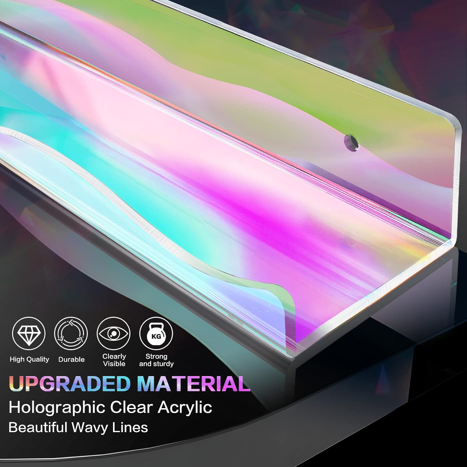 Iridescent Clear Floating Shelves 6 Pack for Home Display