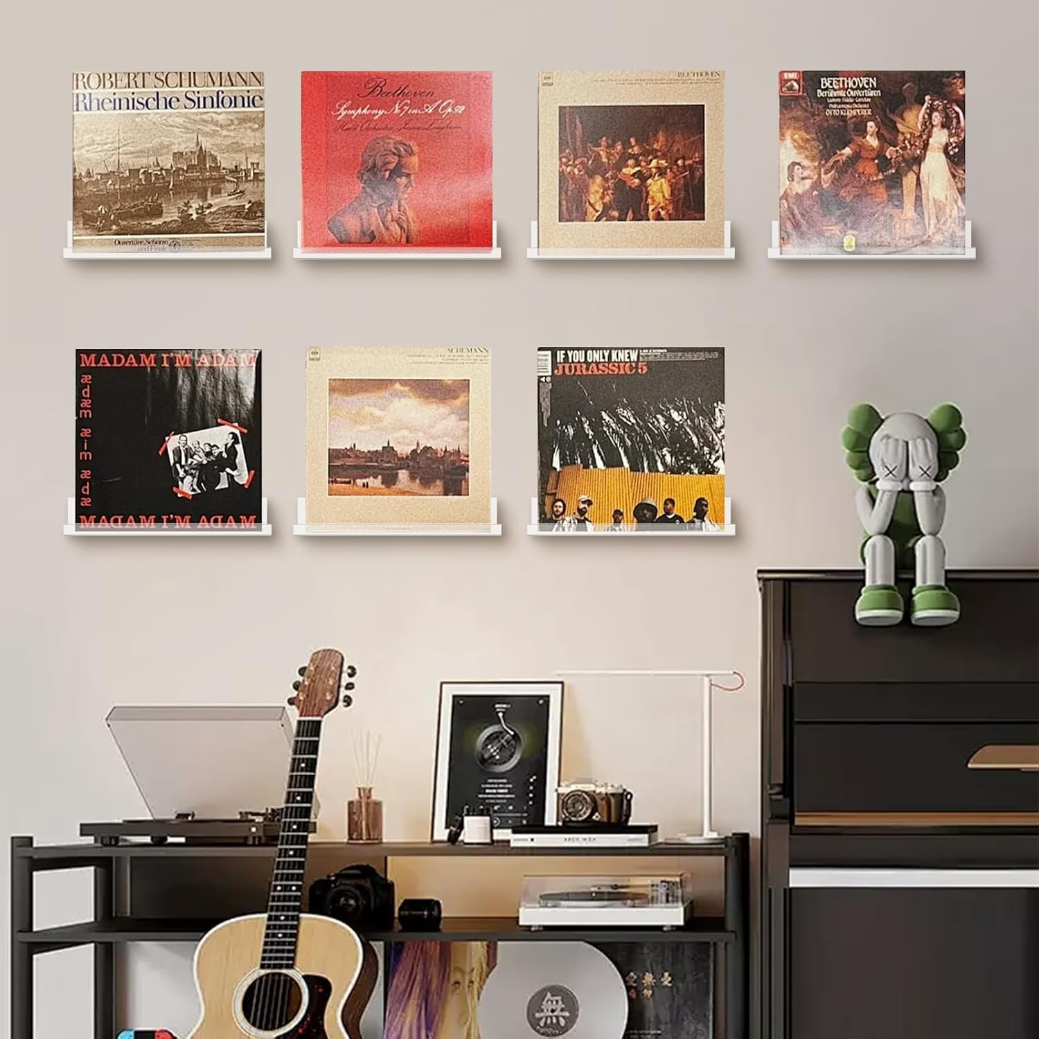 6 Pack Clear Acrylic Floating Shelves for Home Organization and Decor