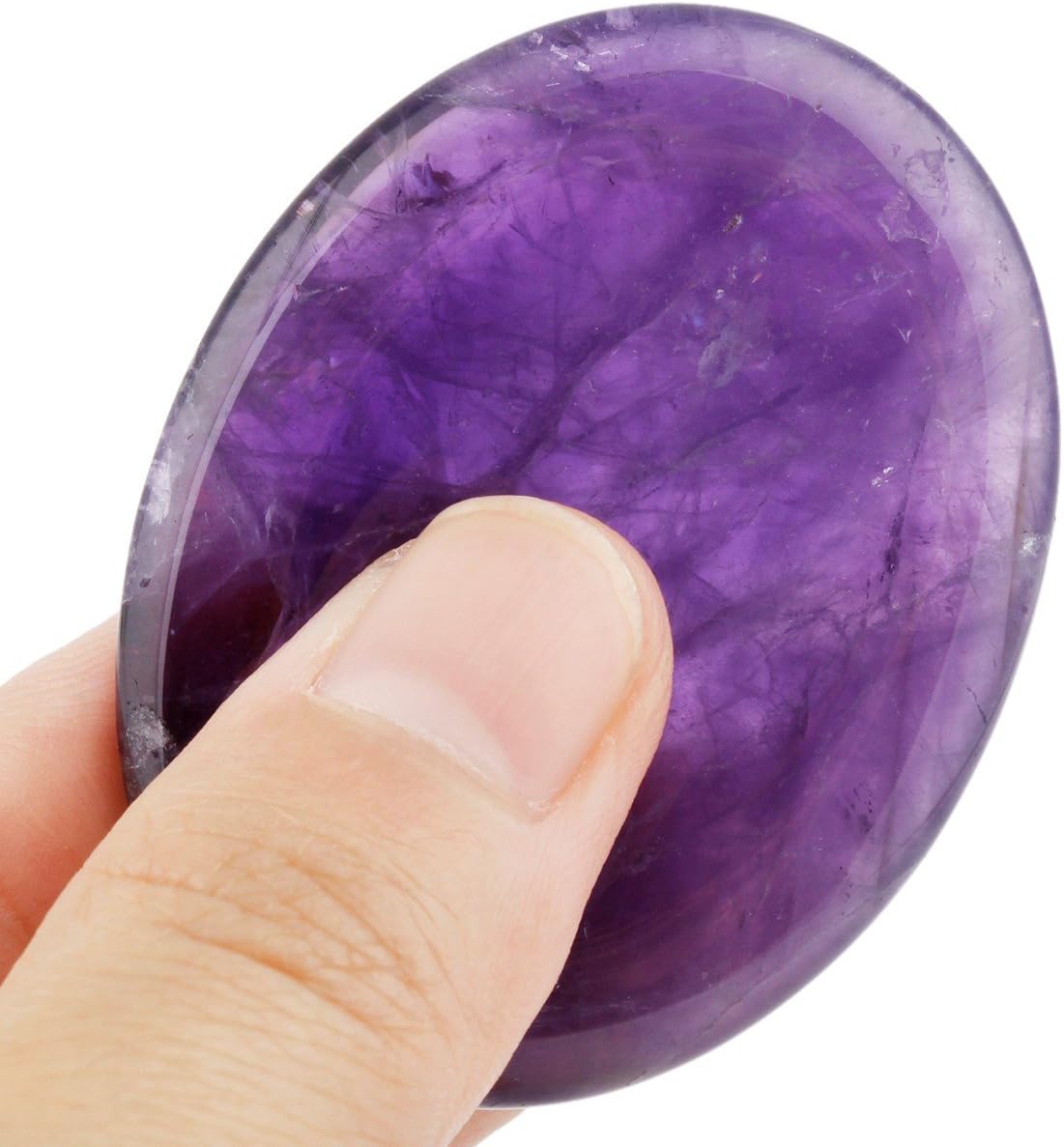 Rockcloud Natural Worry Stone Amethyst for Anxiety Relief