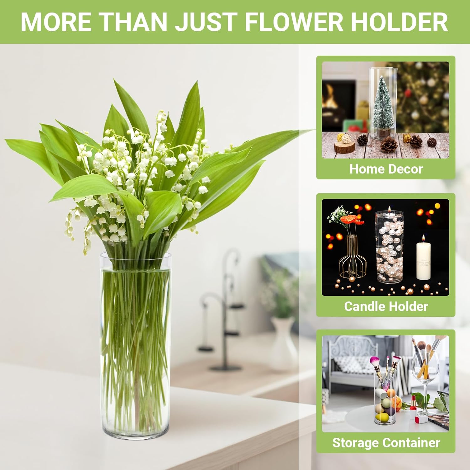 Suream Acrylic Hurricane Vases 3 Pack Floating Candle Holder