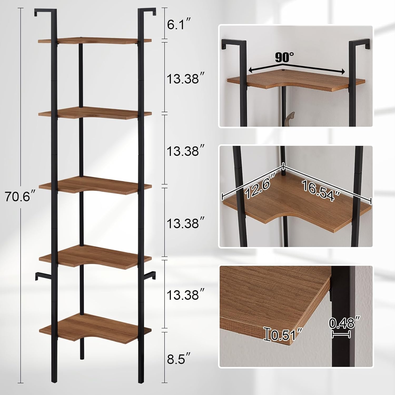Freexployer 5 Tier Corner Shelf with Metal Frame