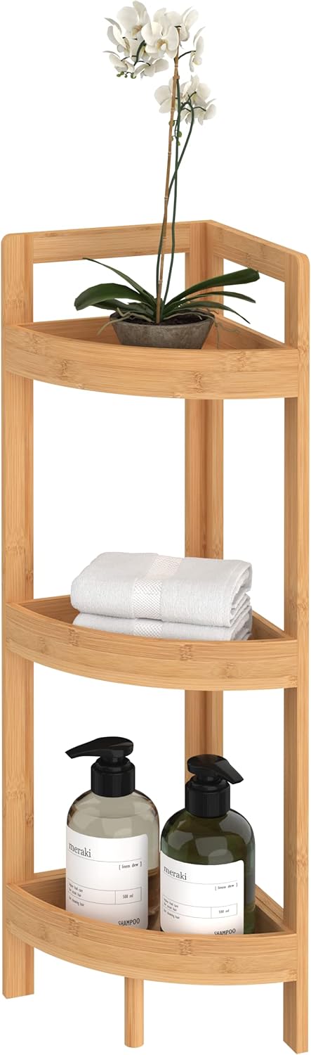 ClosetMaid Corner Shelf 3 Tiers Bamboo Display