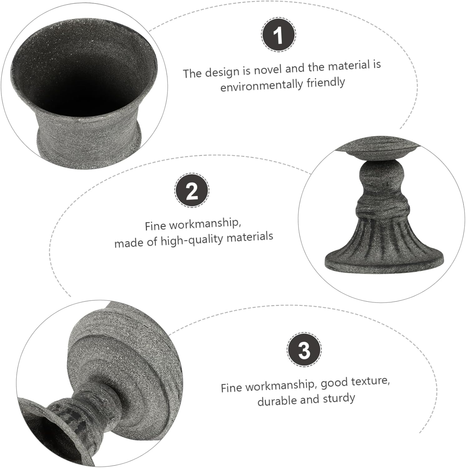 Vintage Gray Iron Art Flower Pot for Home and Office Decor