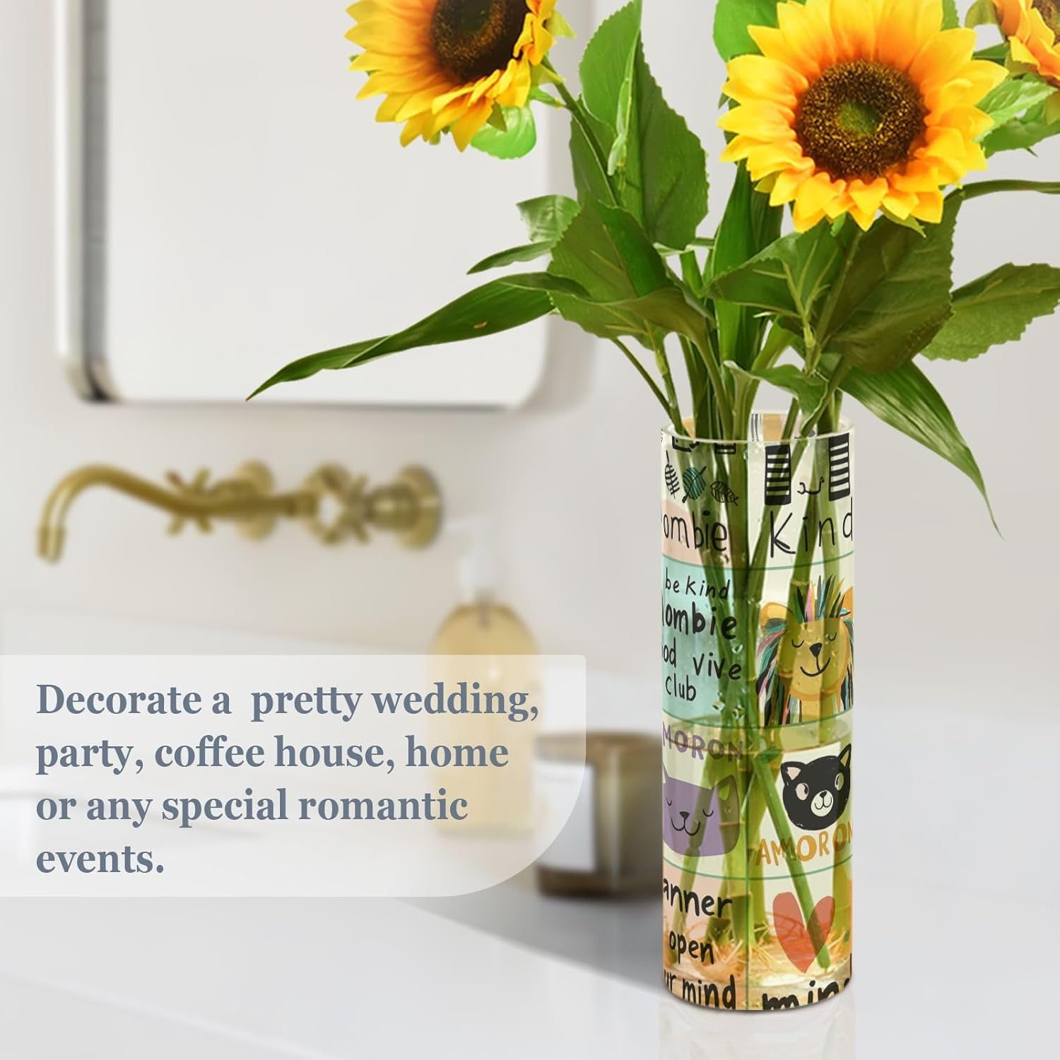 Doodle Cartoon Animals Plastic Hurricane Candle Holder 118 x 39 Inch