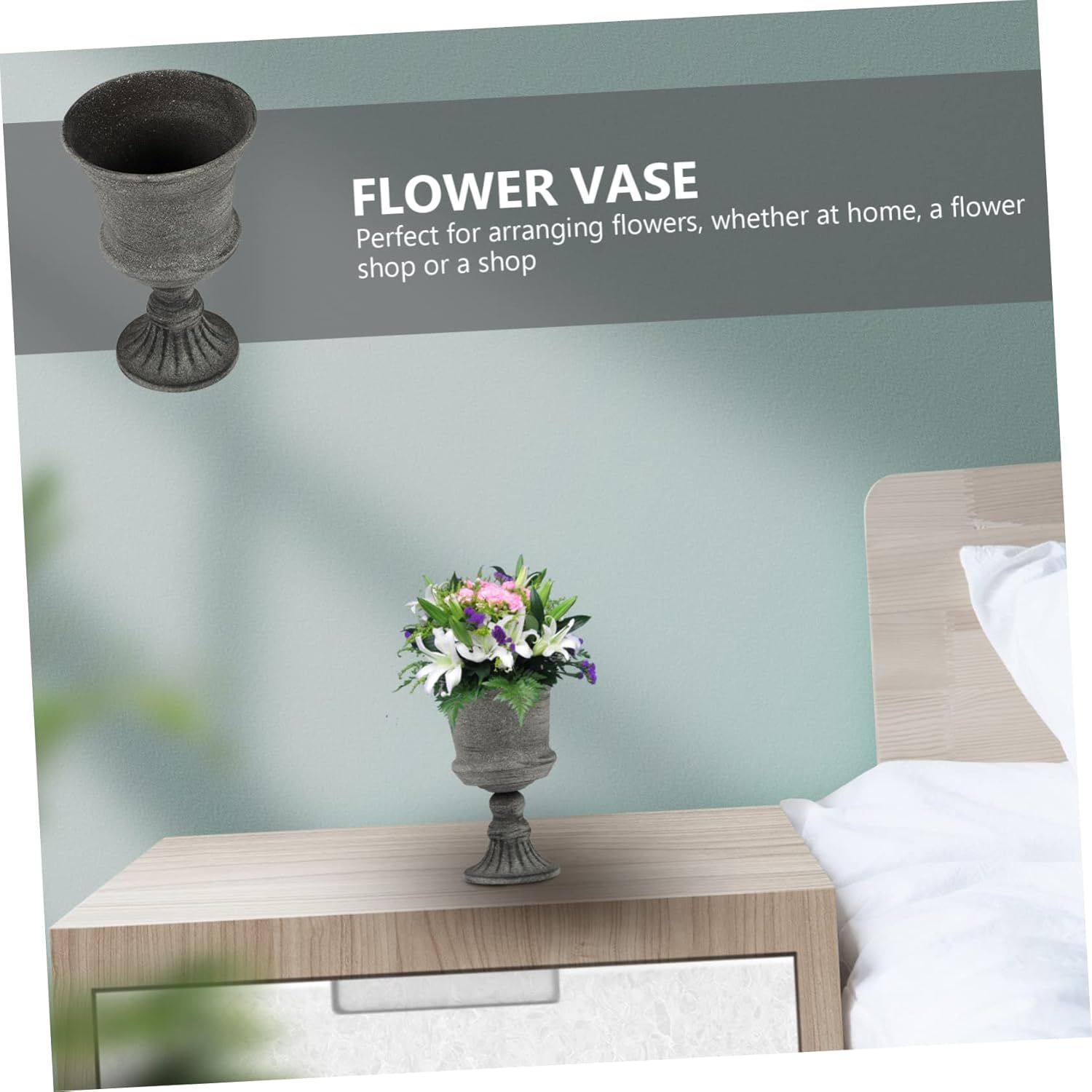 Vintage Gray Iron Art Flower Pot for Home and Office Decor