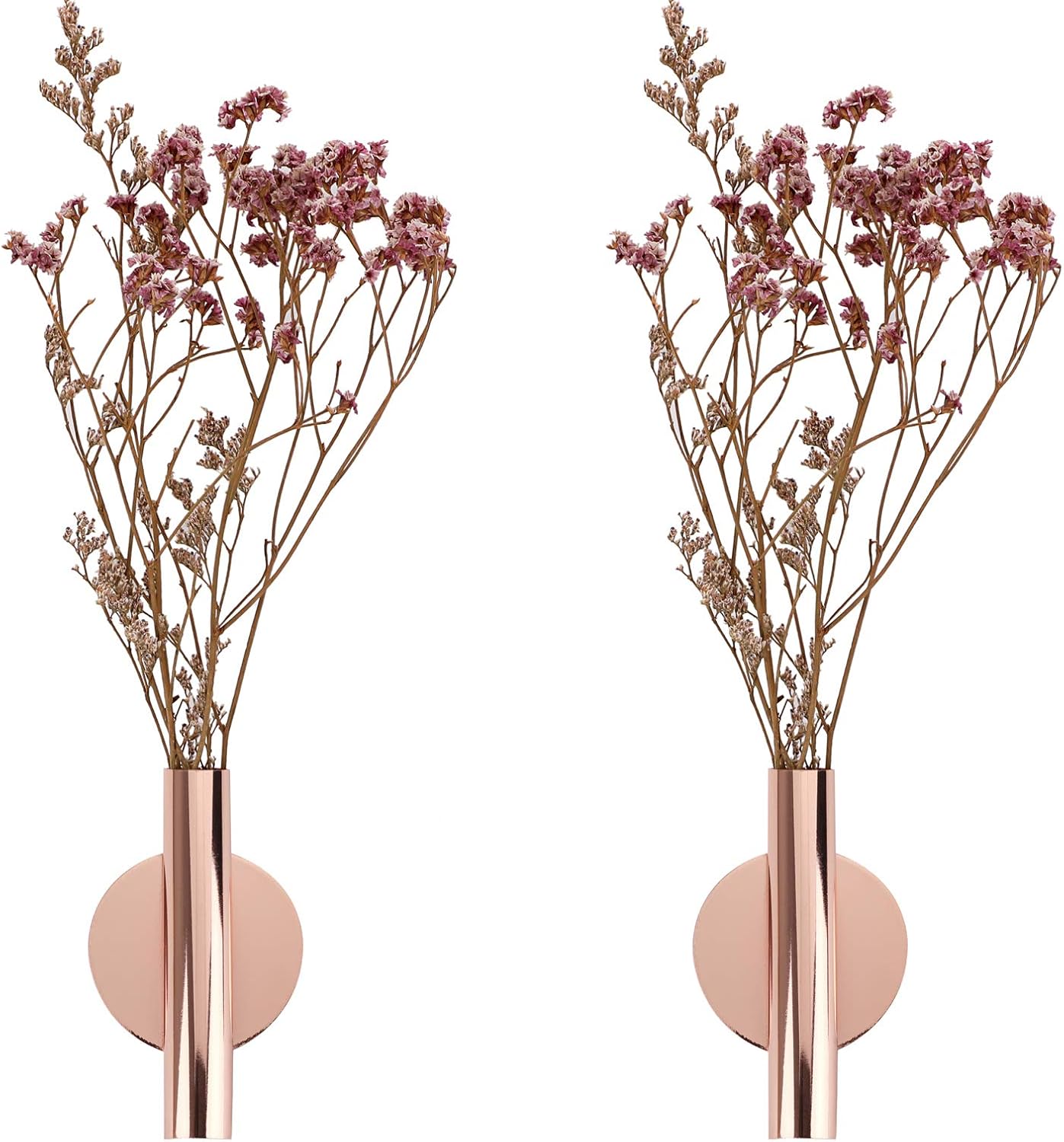 JUXYES Pack of 2 Metal Wall Flower Vase with Sticker