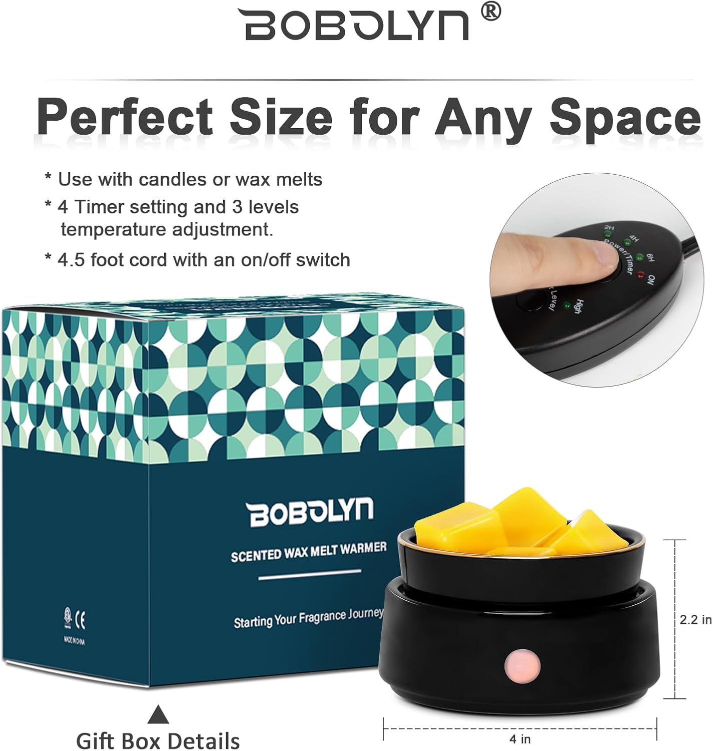 Bobolyn Candle Wax Melt Warmer with Timer