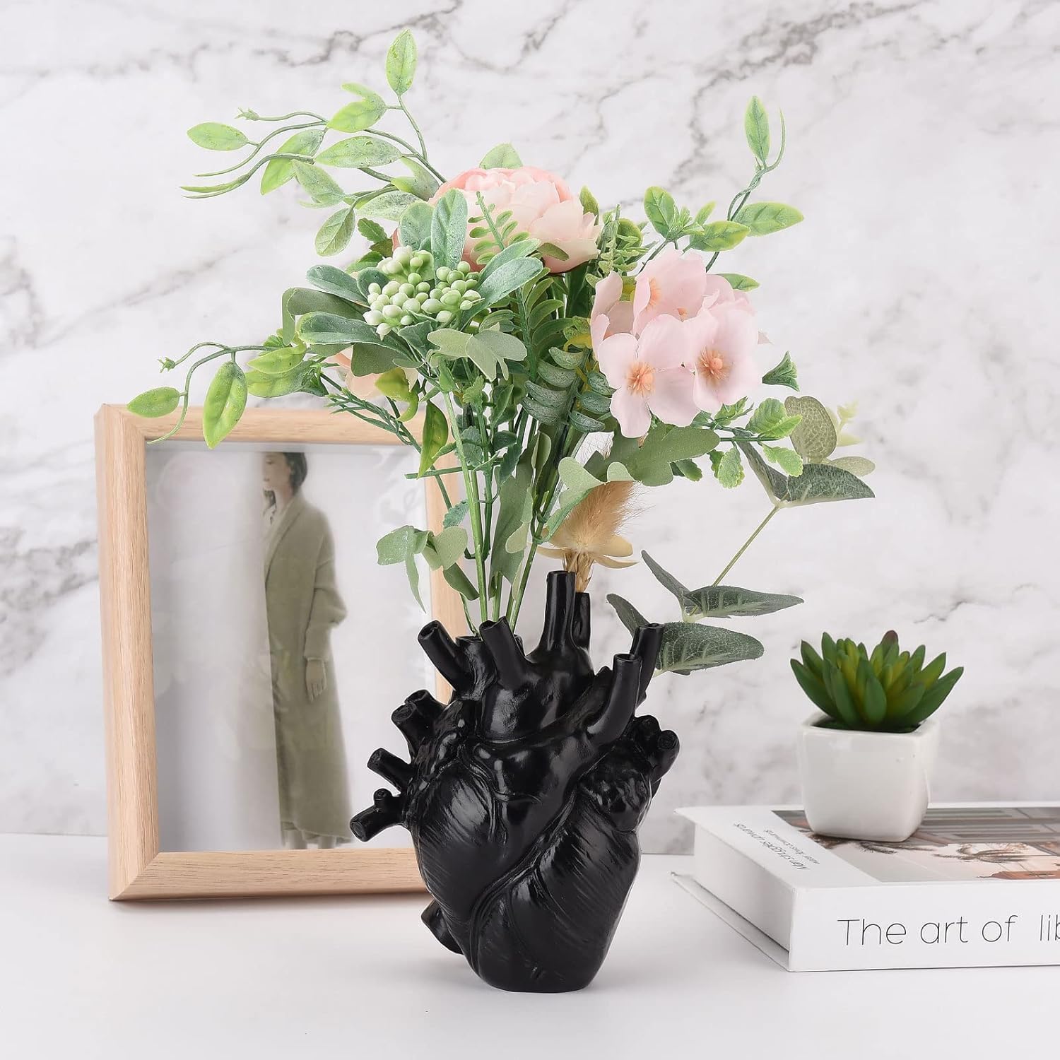 Heart Shaped Gothic Anatomical Resin Flower Vase Black