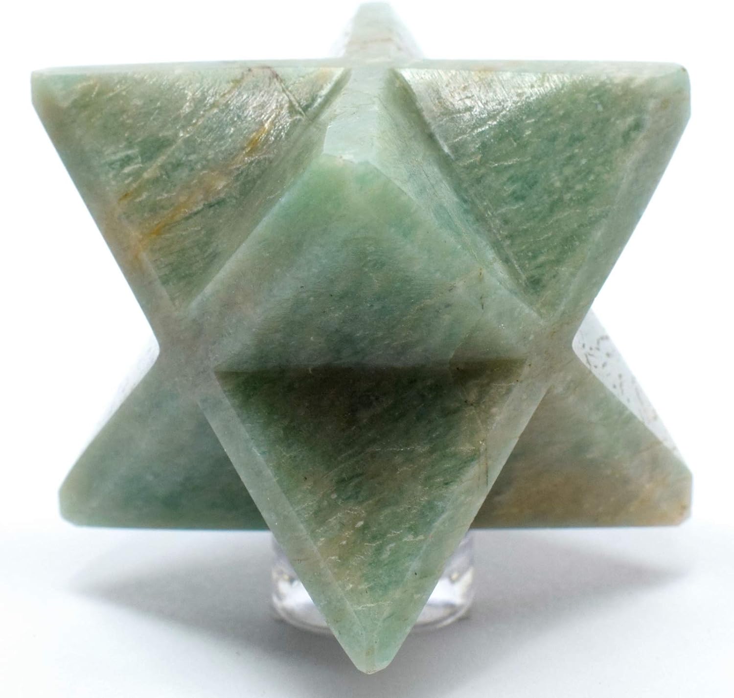 24 Inch Green Amazonite 8 Point Star with Clear Quartz Cabochon