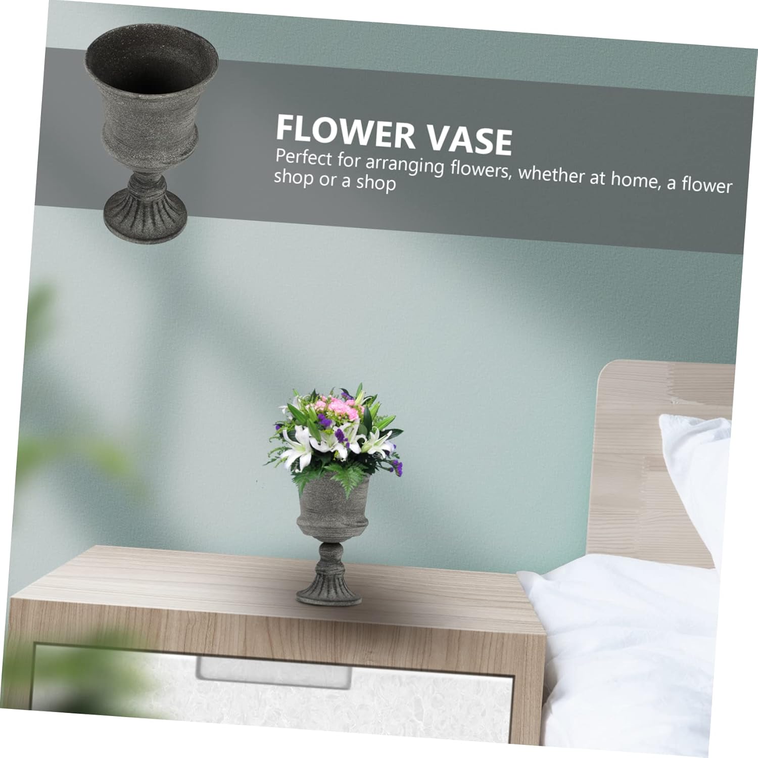 Wakauto Vintage Gray Metal Flower Vase for Wedding Home Decor