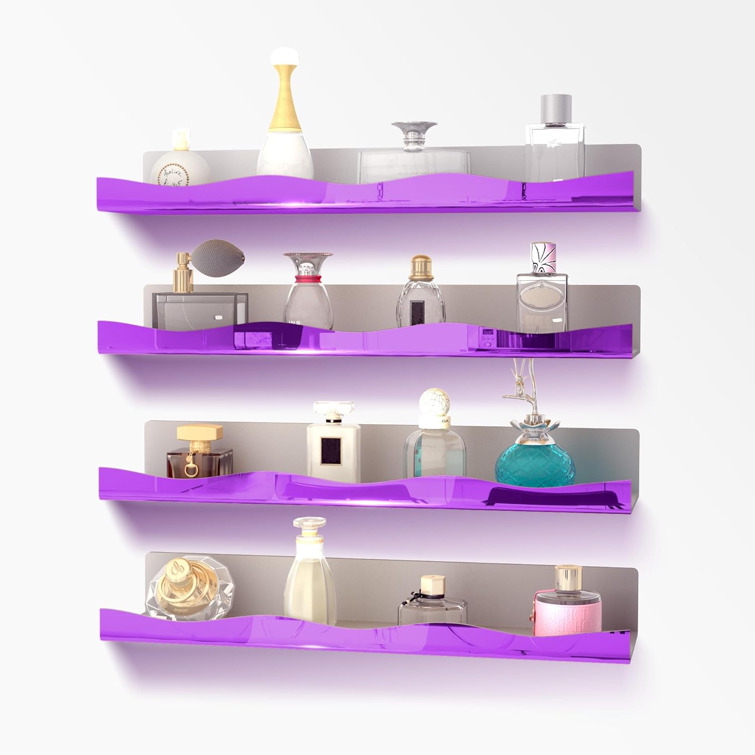 YMVV 157 In Purple Reflective Floating Shelf 4 Pack