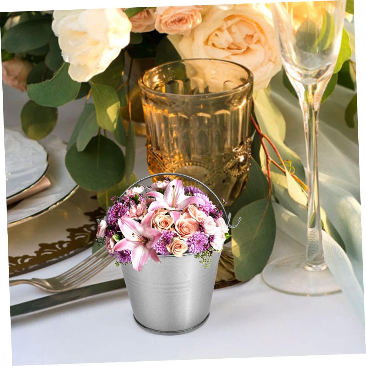 5pcs Vintage Iron Flower Pots for Home Decor and Party Use