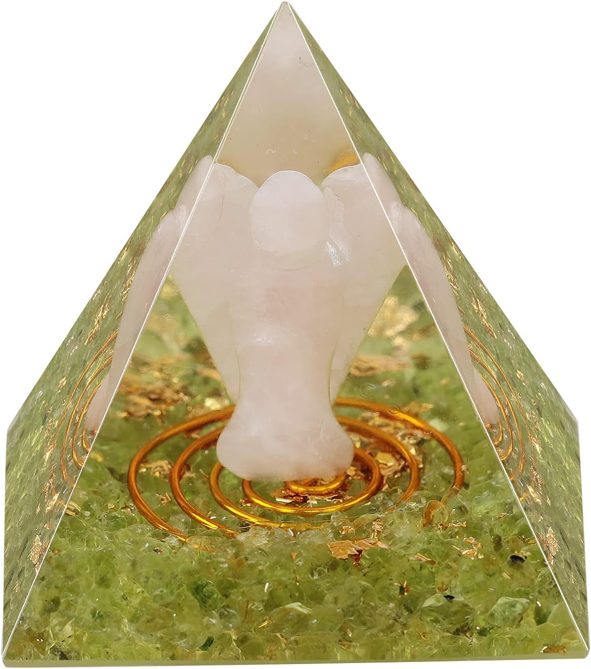 Rockcloud Guardian Angel Orgone Pyramid with Peridot Crystal