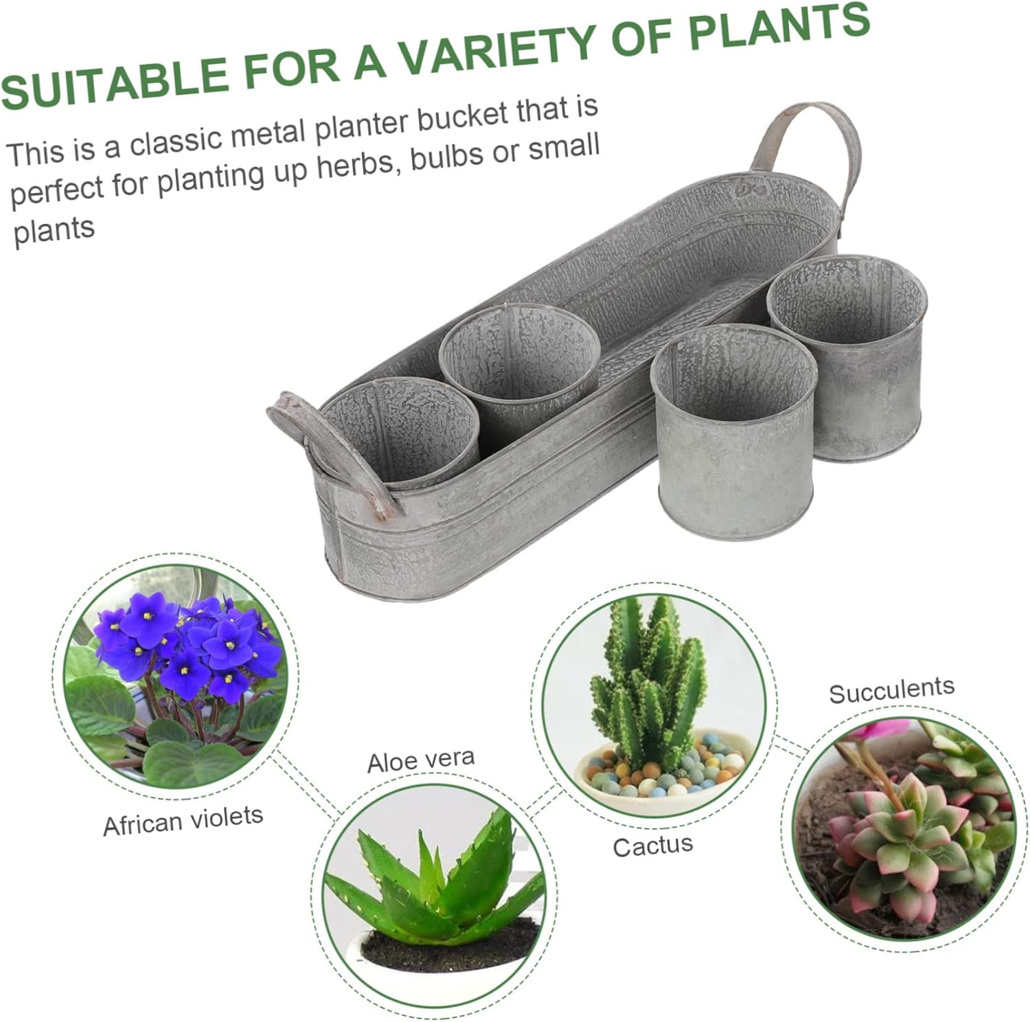 4pcs Iron Flower Pots with Tray Decorative Dried Flower Buckets