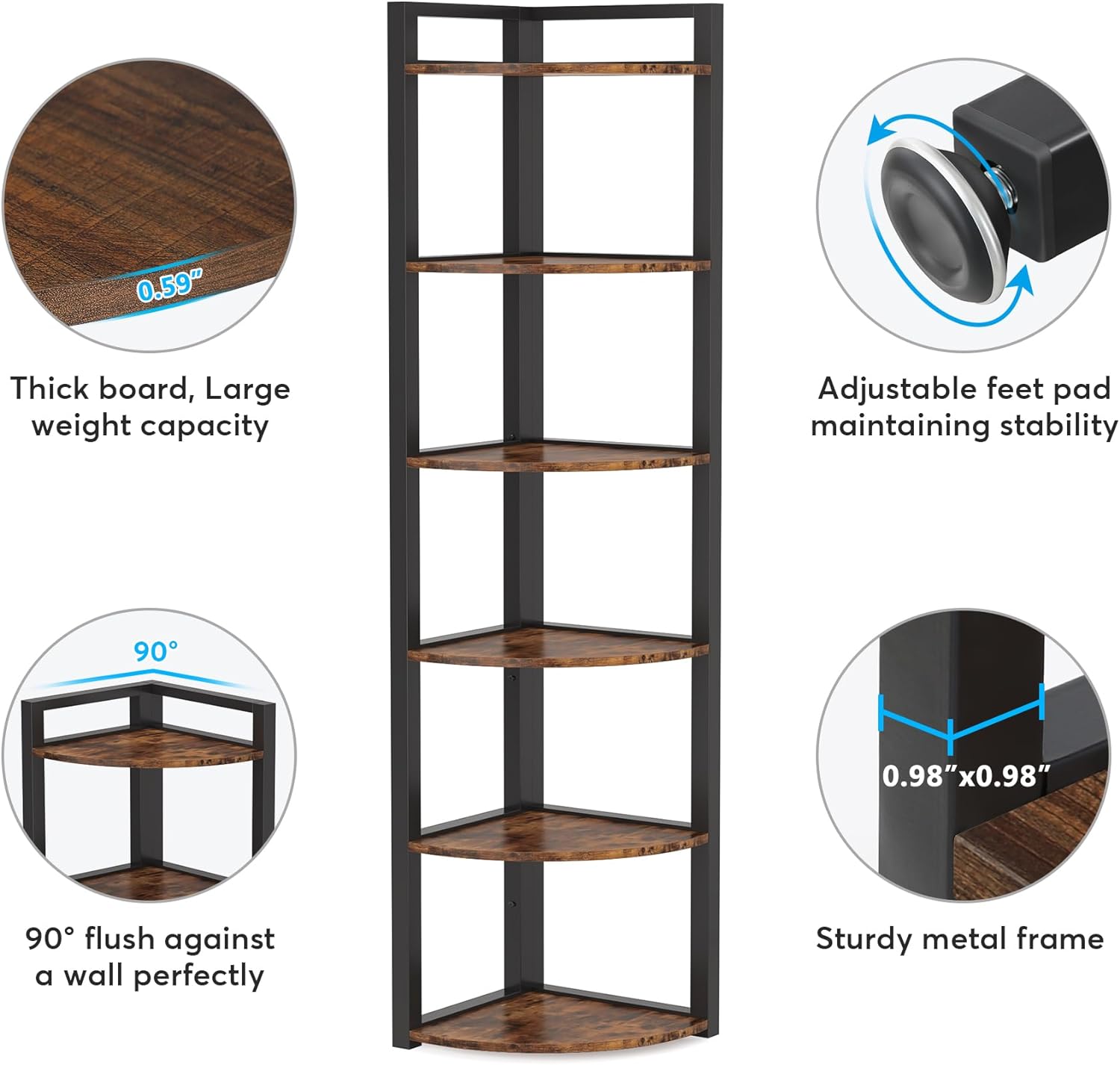 LITTLE TREE 6-Tier Corner Shelf with Metal Frame