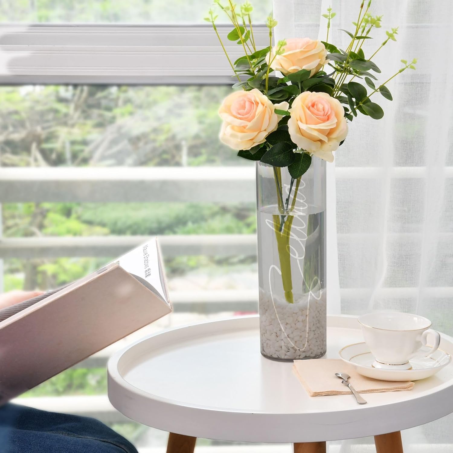 J JOYSAY Custom Gray Vase for Centerpieces