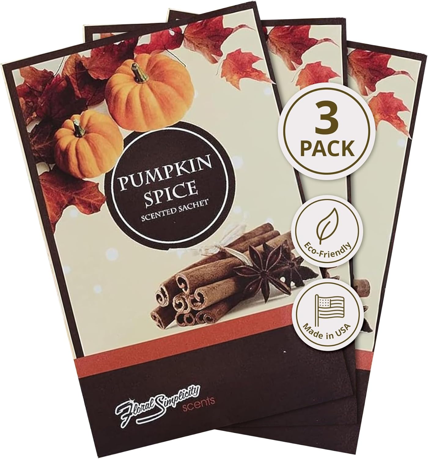 Simplicity Scents Pumpkin Spice Scented Sachets Pack of 3