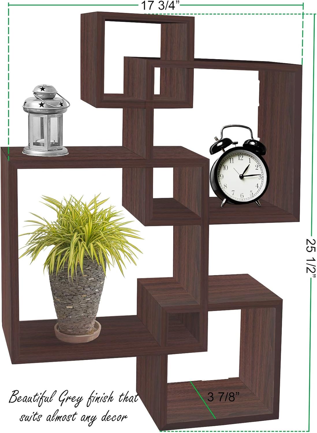 Greenco 4 Cube Intersecting Floating Shelves Walnut