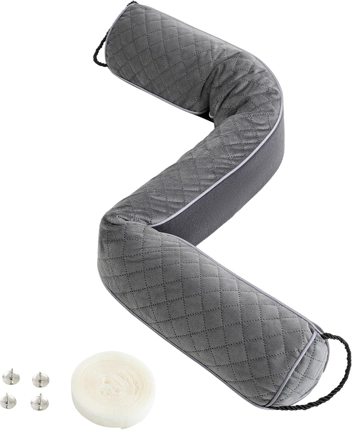 Ciieyuo Weighted Velvet Draft Stopper 42 Curved Bottom Seal for Noise Cold Air and Energy Loss