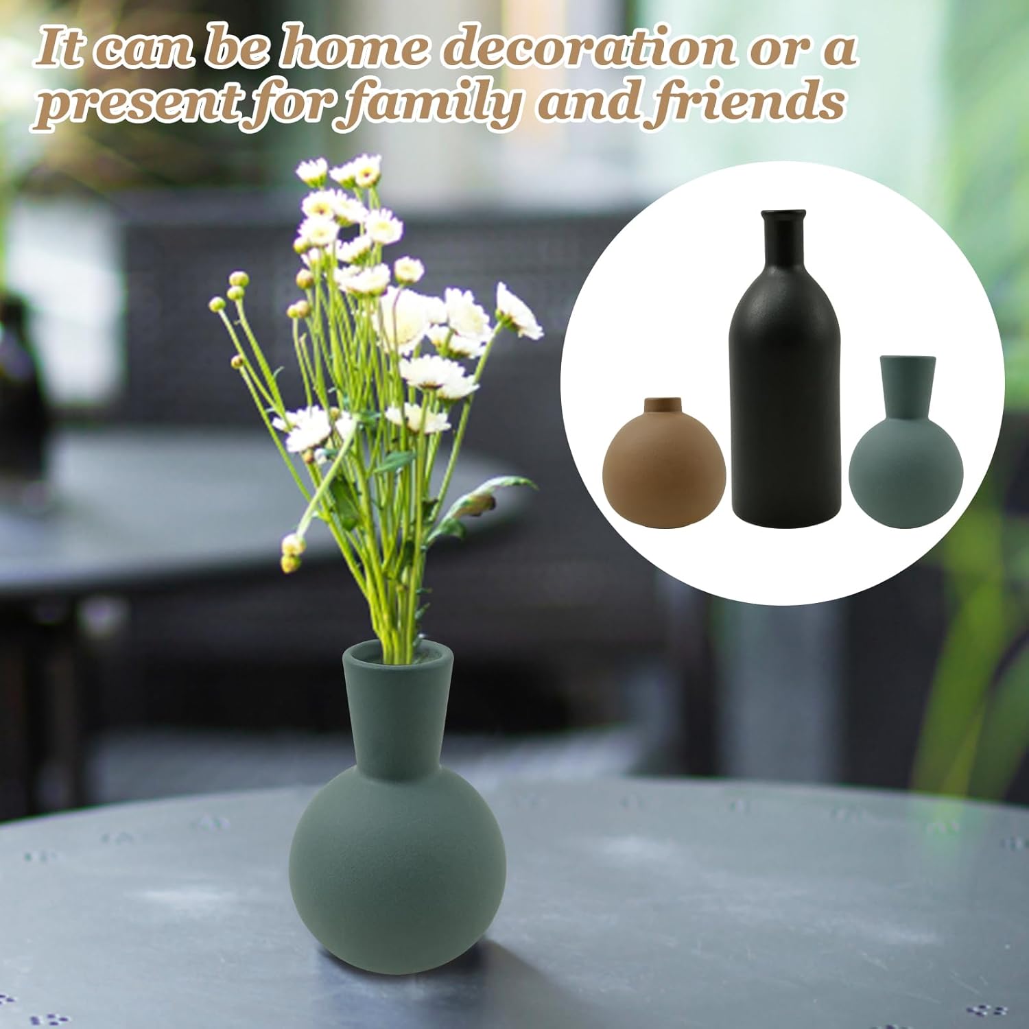 3Pcs Creative Ceramic Flower Vase Set for Home Decor