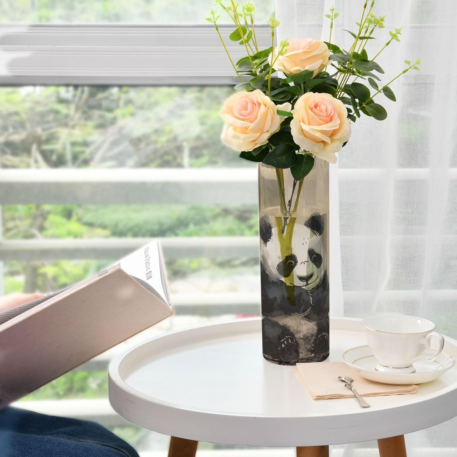 Panda Black Ink Painting Plastic Vase 118 x 39 Inch