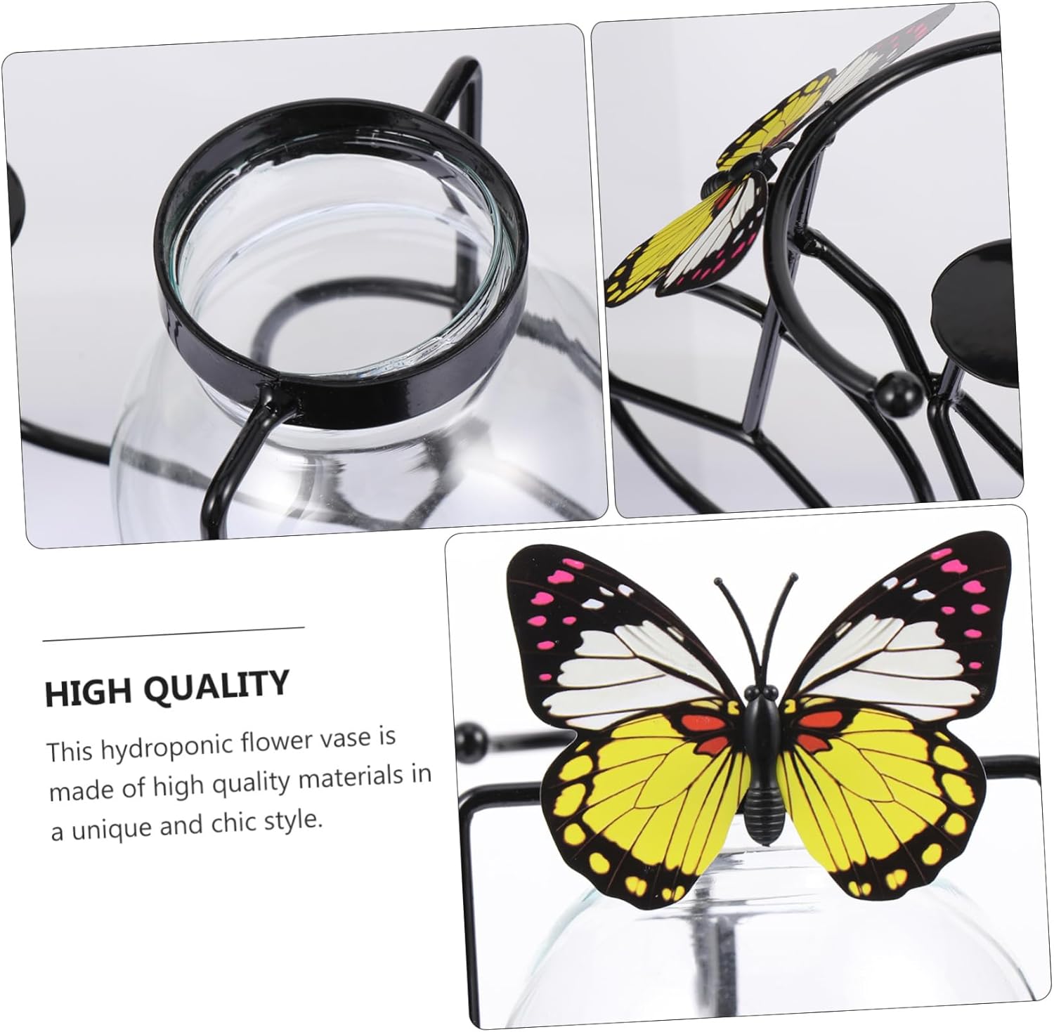 PRETYZOOM Pedicab Glass Hydroponic Vase with Iron Holder