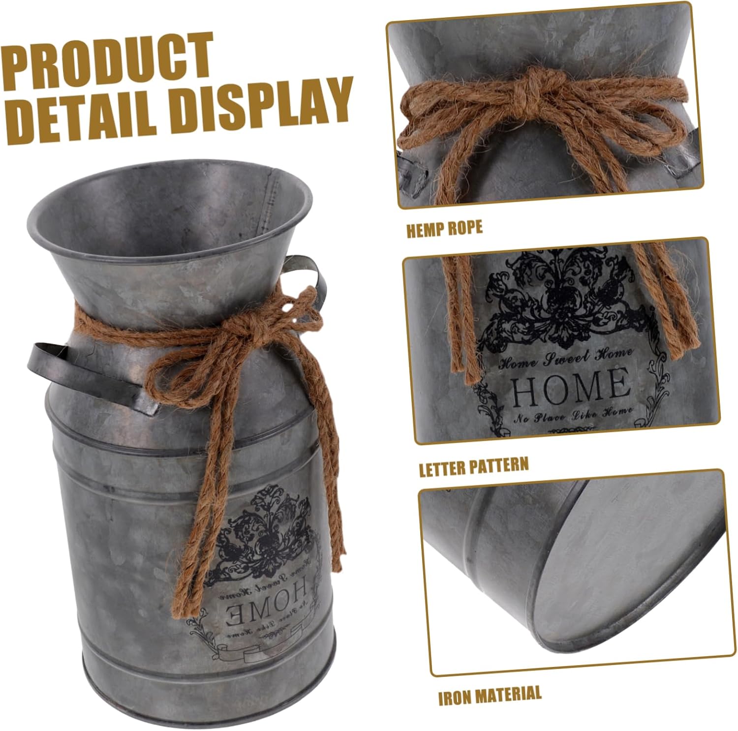 Rustic Iron Flower Bucket for Home Decor