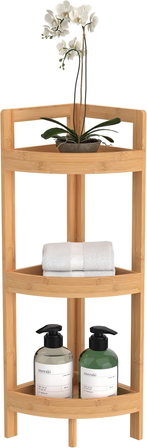 ClosetMaid Corner Shelf 3 Tiers Bamboo Display