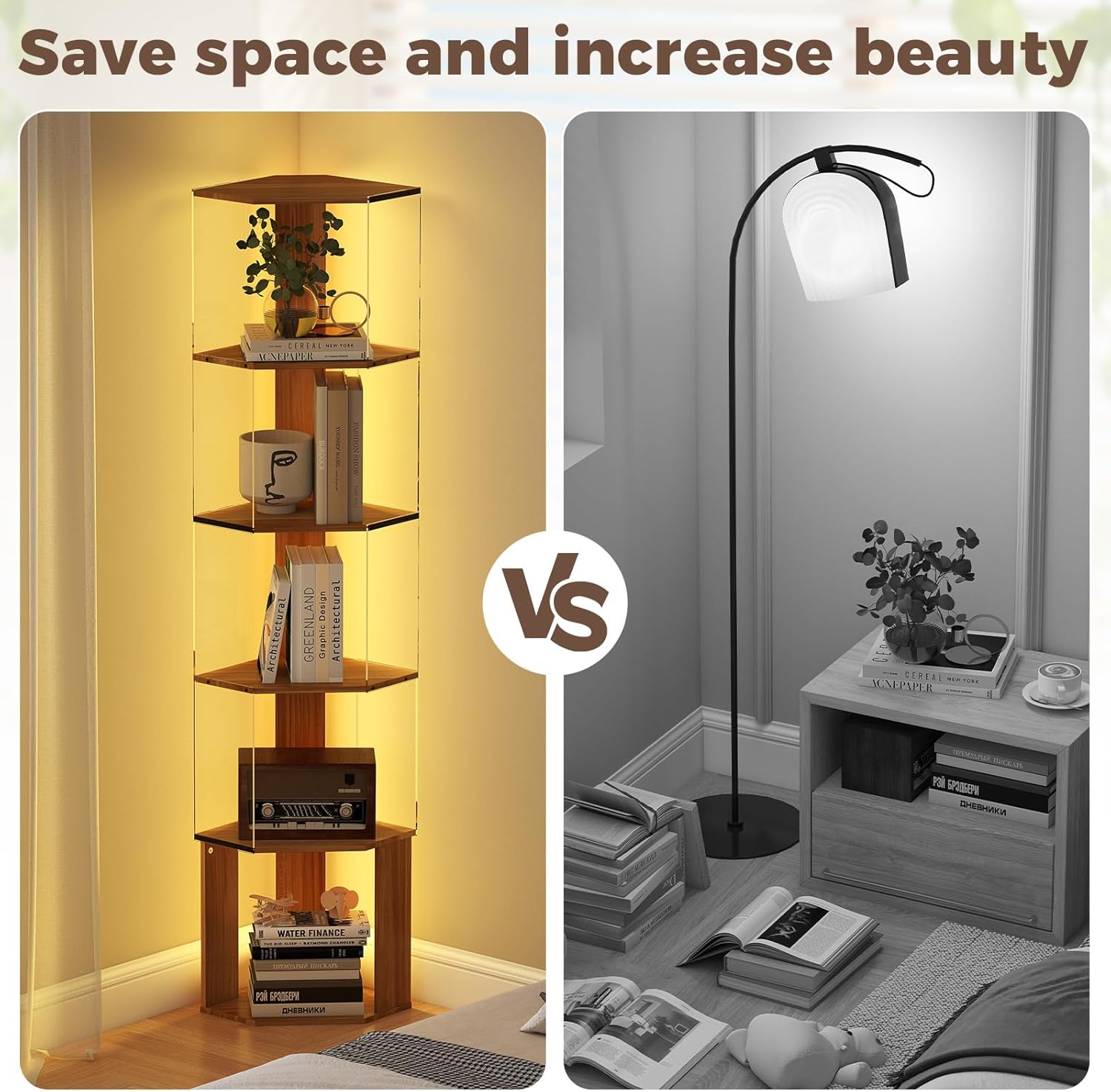 Quikraen 6 Tier Corner Shelf with LED Light