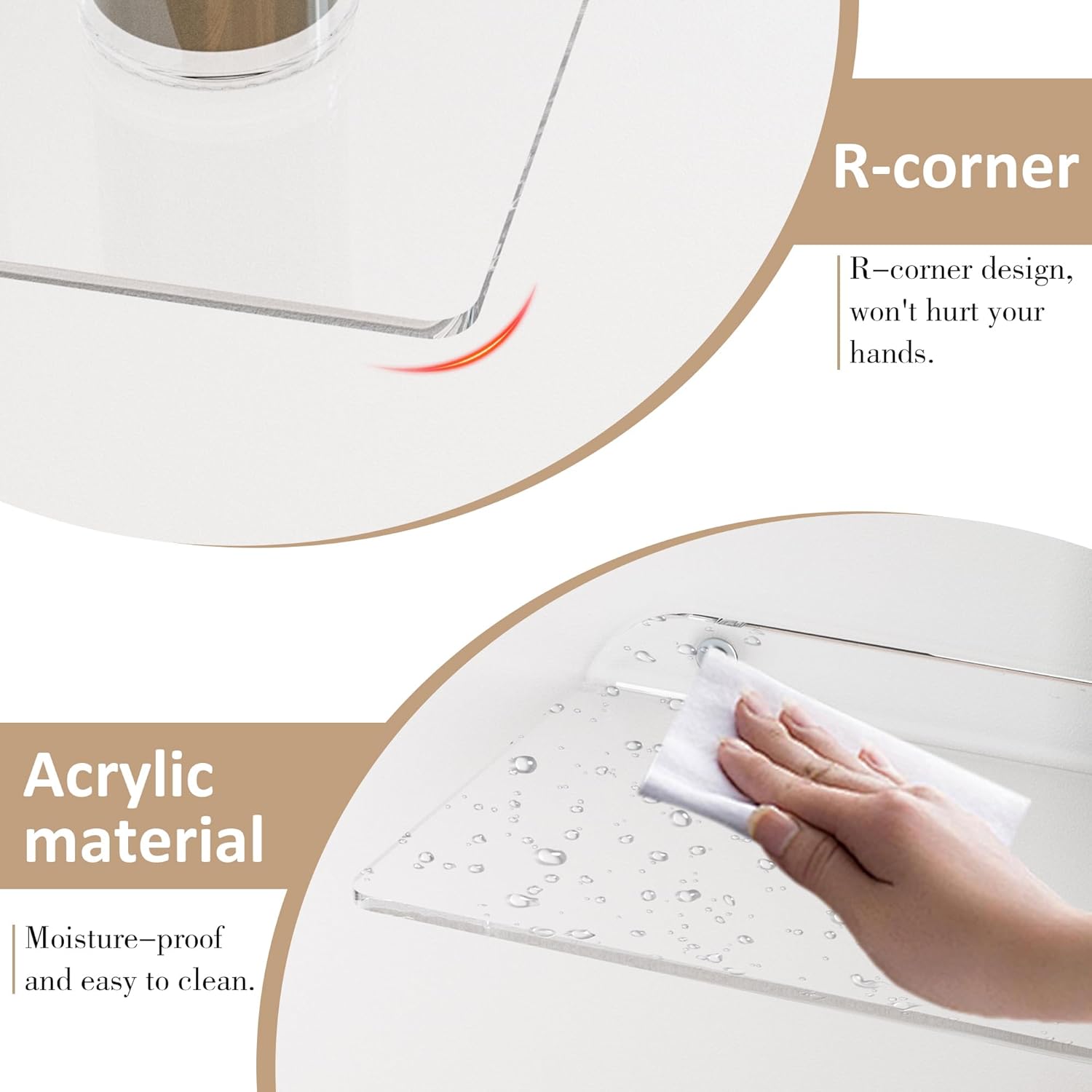 8x118 Inch Clear Corner Shelf Set of 4 Acrylic Floating Wall Mount