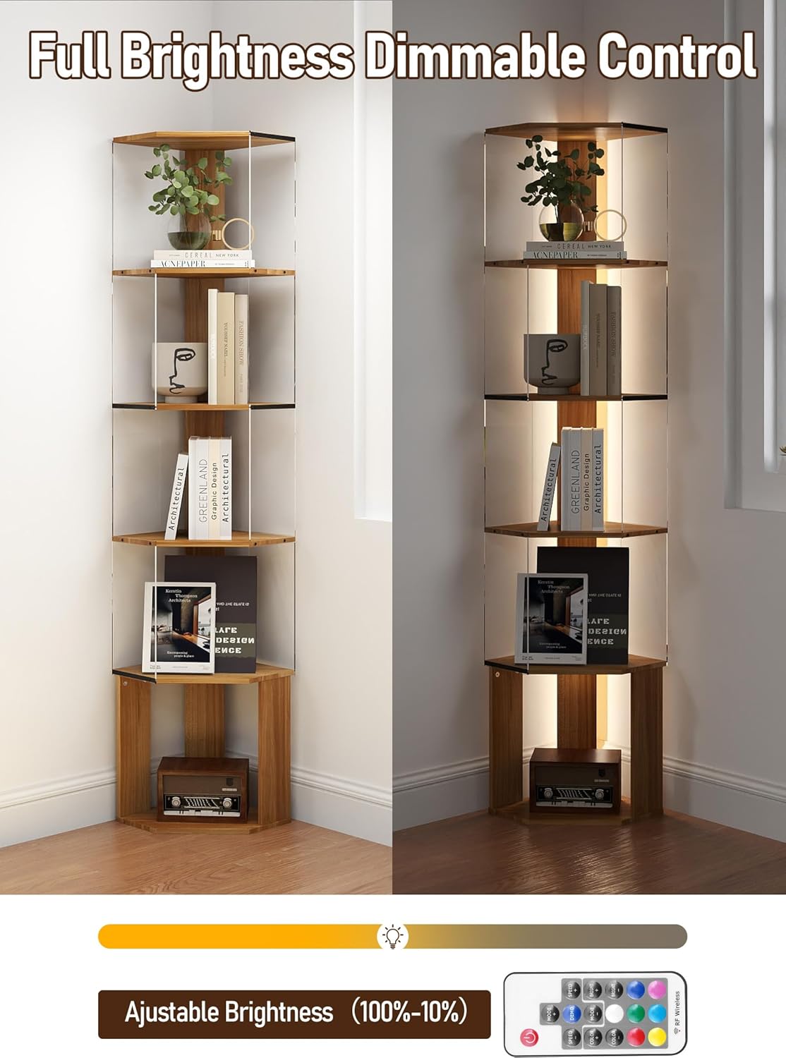 Quikraen 6 Tier Corner Shelf with LED Light