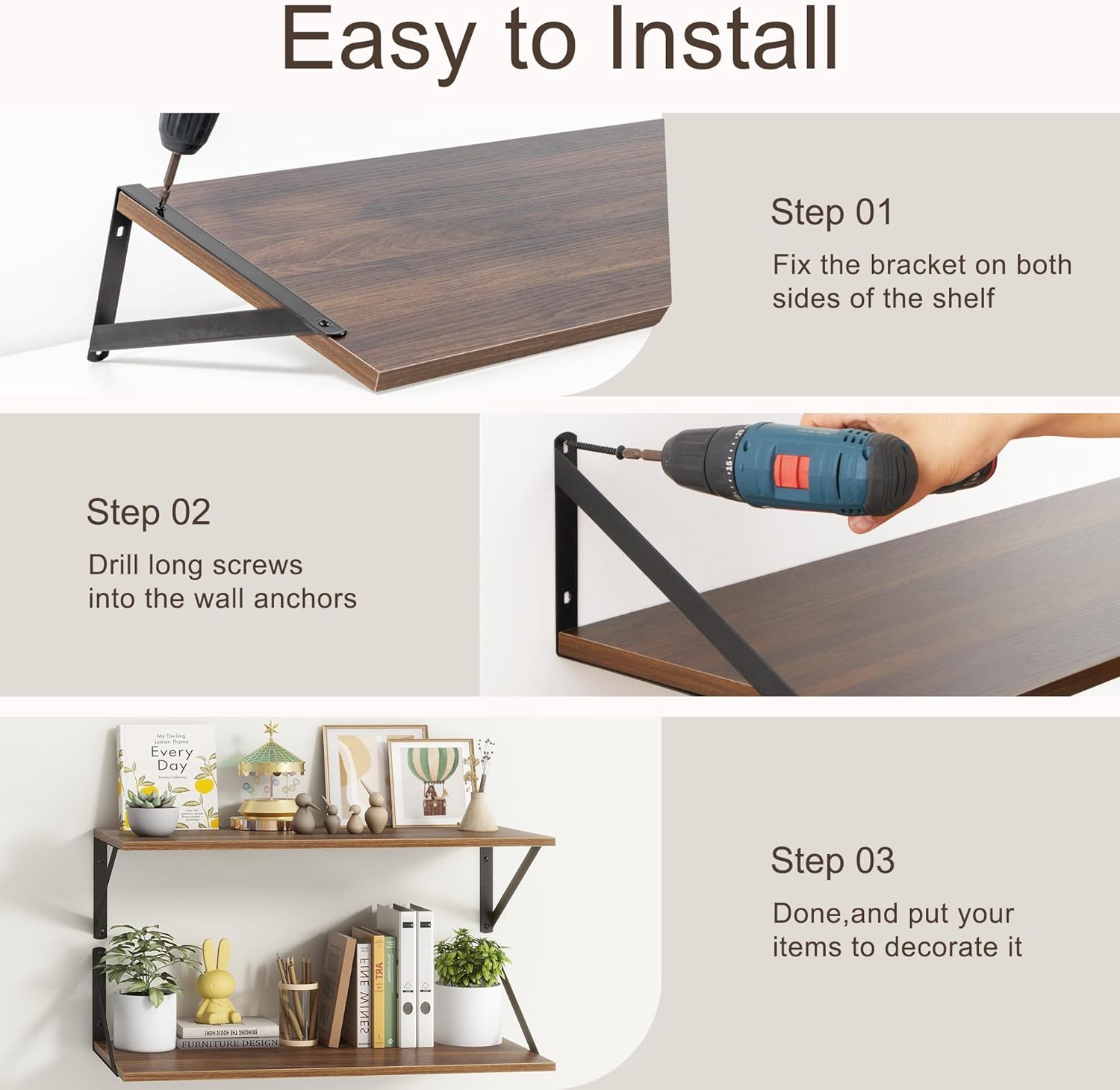 Fun Memories 16 Inch Wide Floating Shelf Set of 2