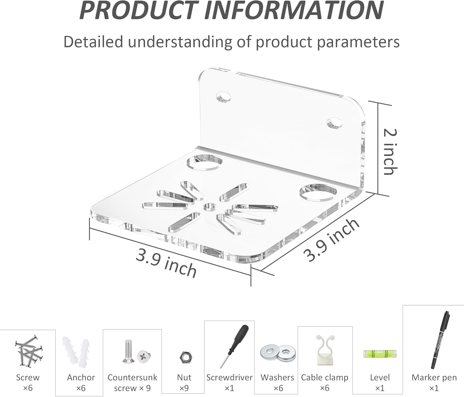 Clear Acrylic Wall Shelf 3 Pack for Security Cameras and More