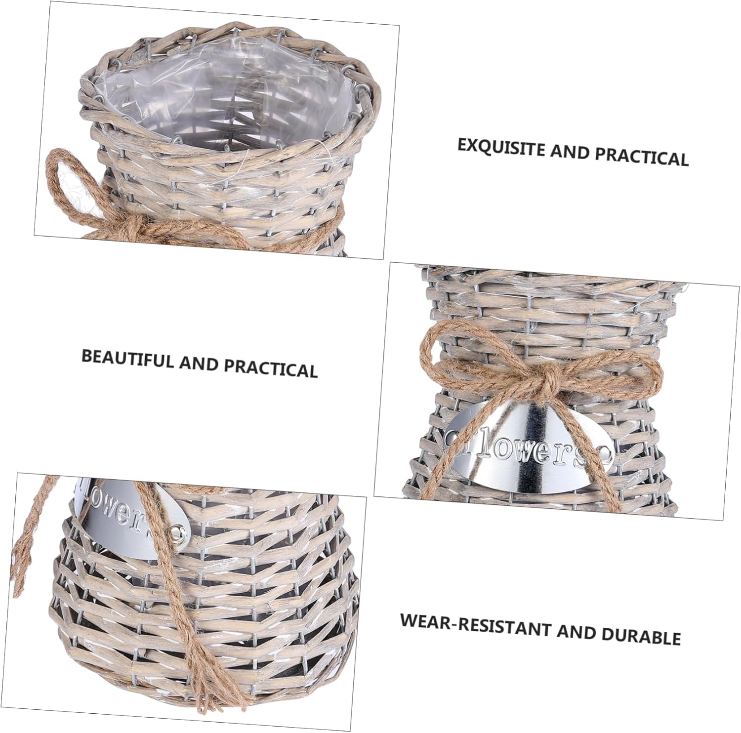 Happyyami Vintage Bamboo Woven Flower Basket for Home Decor