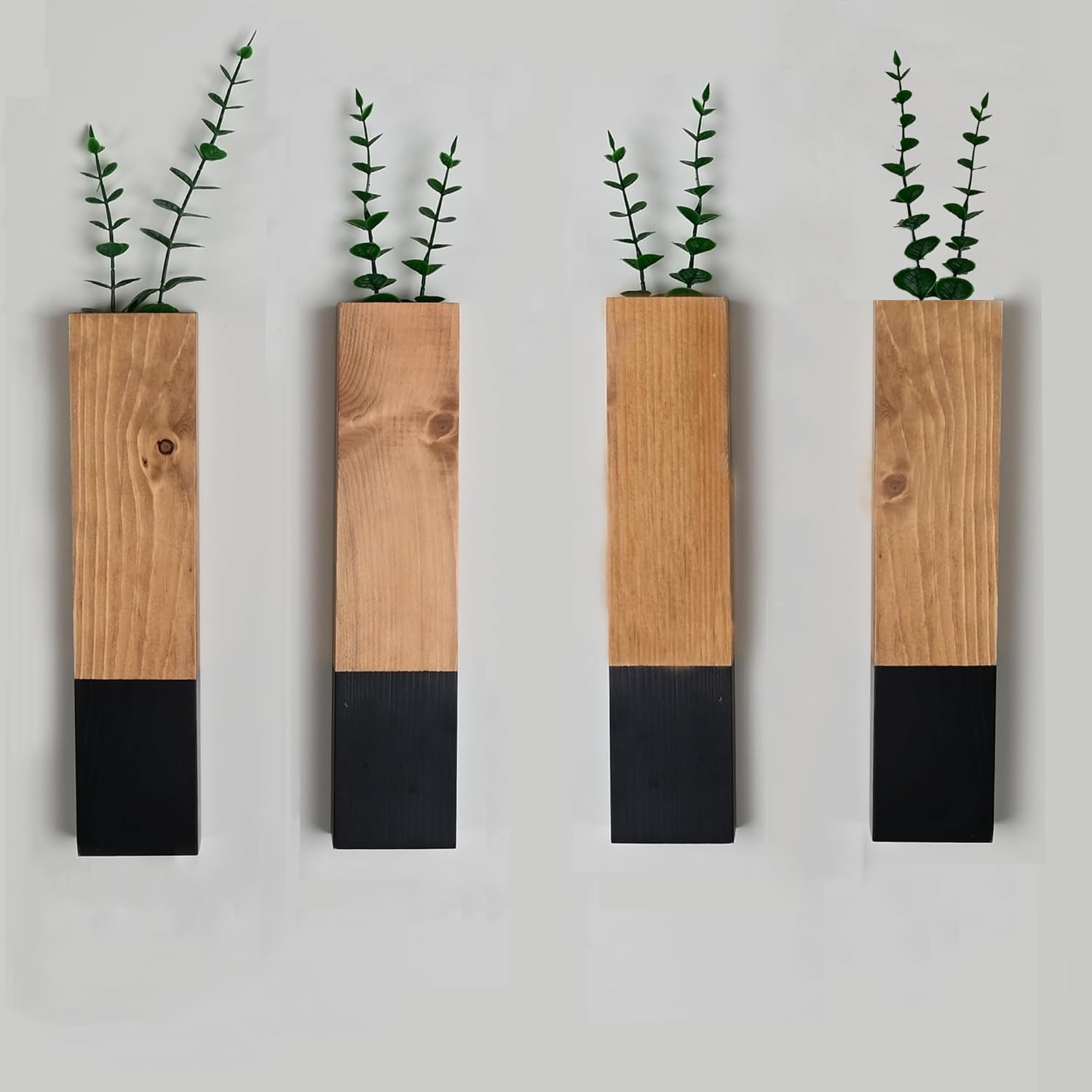 4Pack Wood Wall Planters for Dried Flowers and Greenery