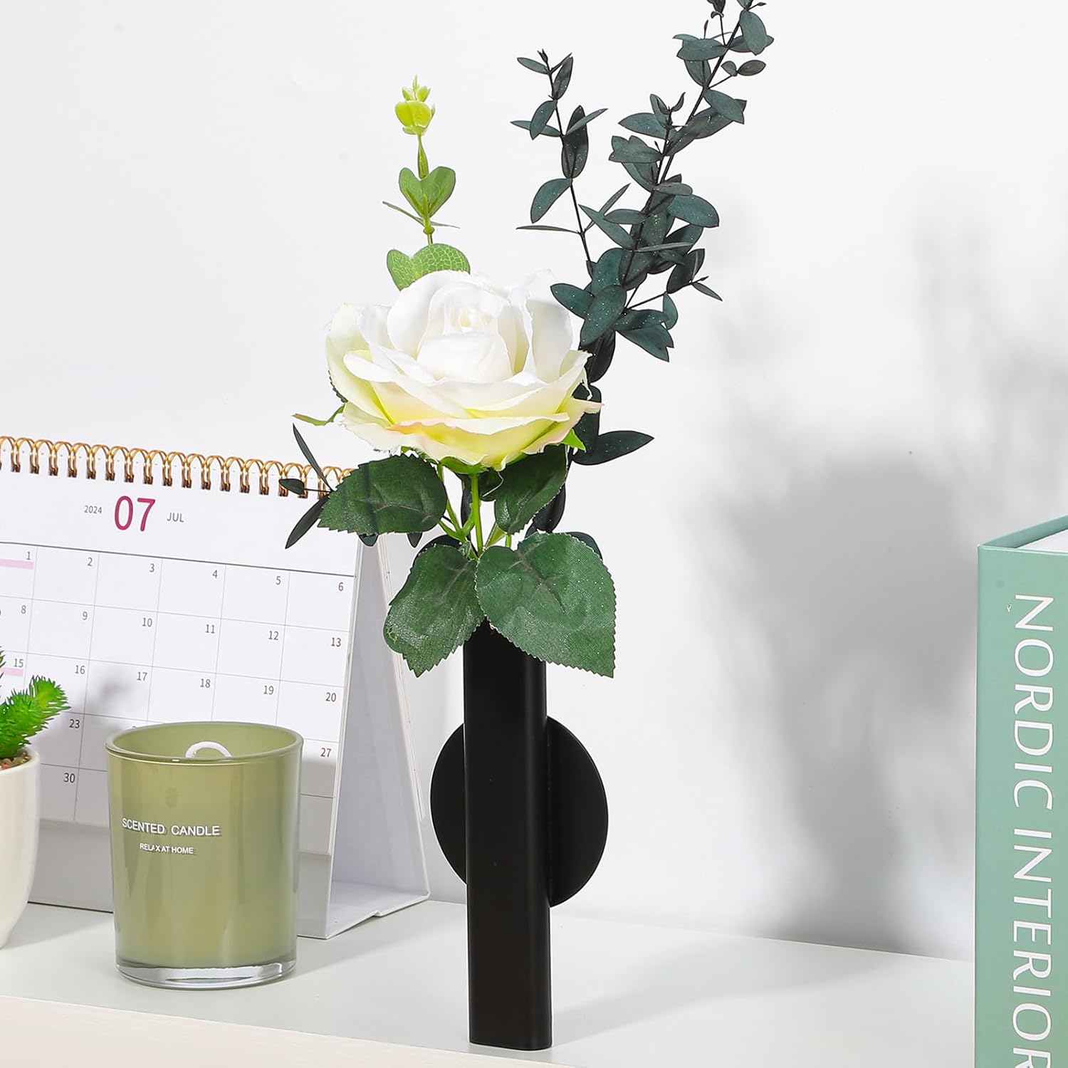 Toddmomy Wall Mounted Flower Tube Black Metal Vase