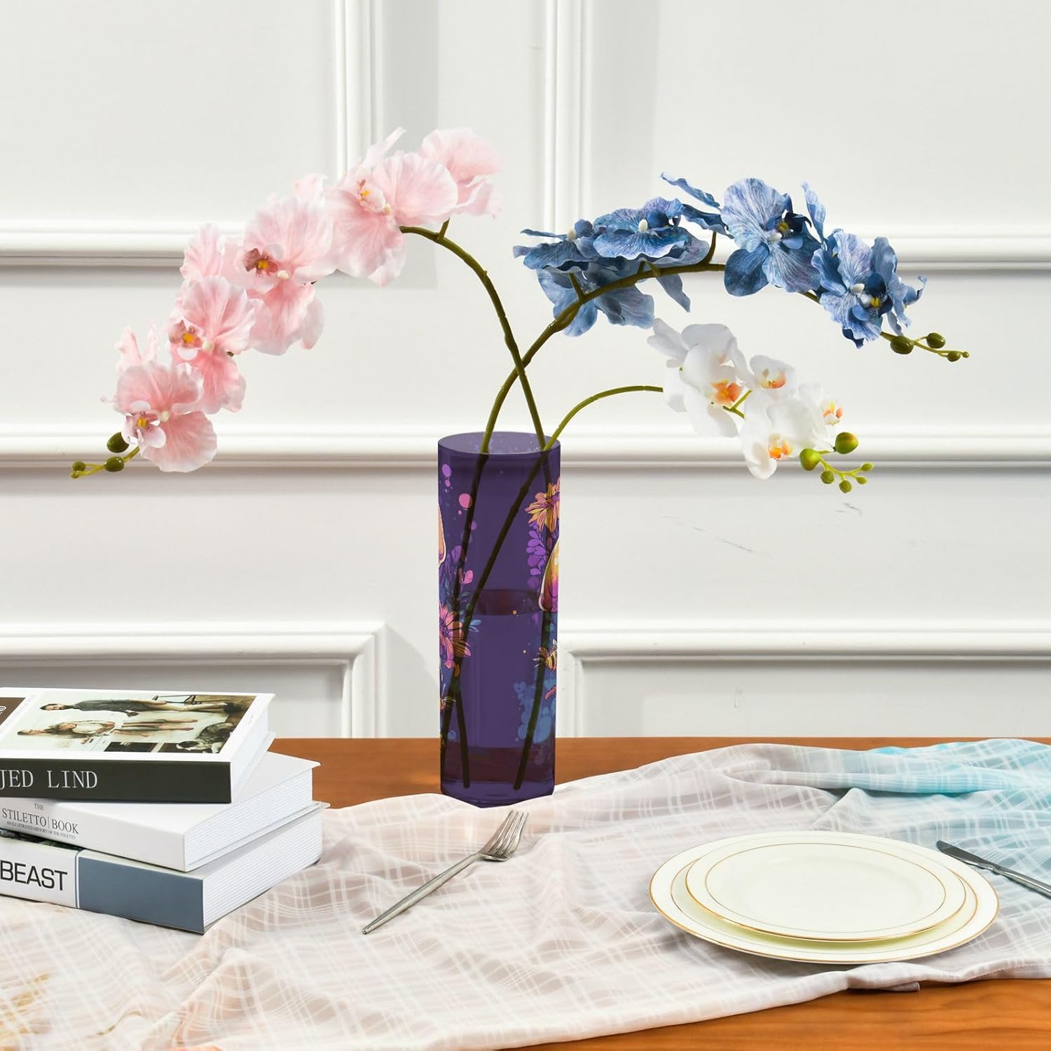 Art Jellyfish Purple Plastic Flower Vase 118 x 39 Inch Decorative