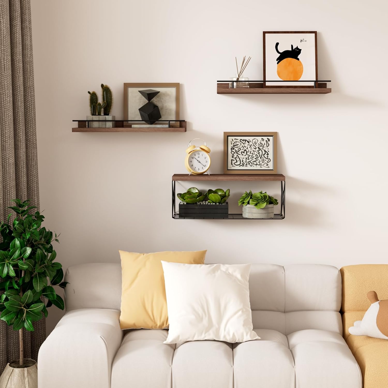 Floating Shelf Set of 3 for Wall Dcor Brown