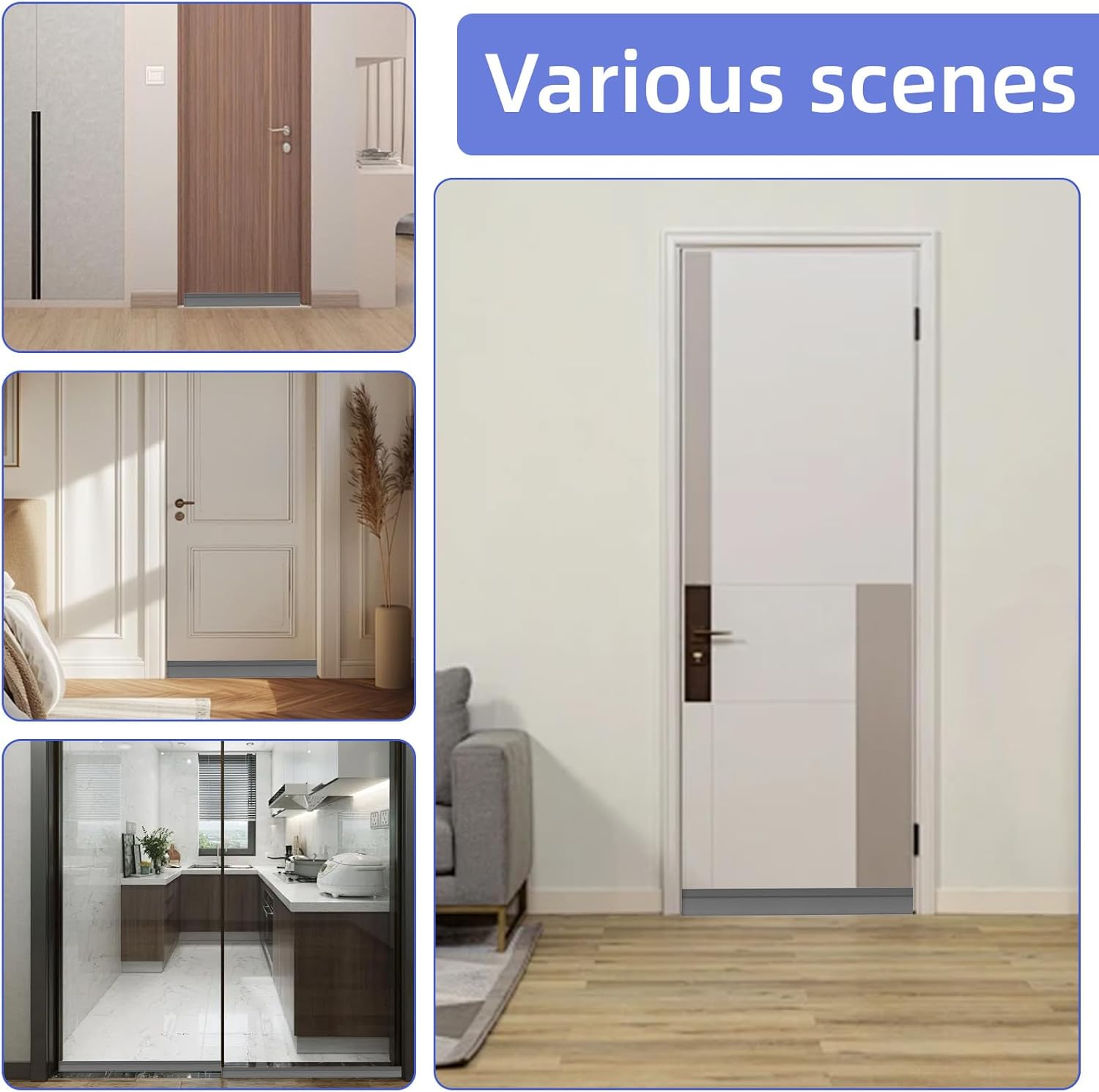 Door Draft Stopper 39 Inch Grey Silicone Seal