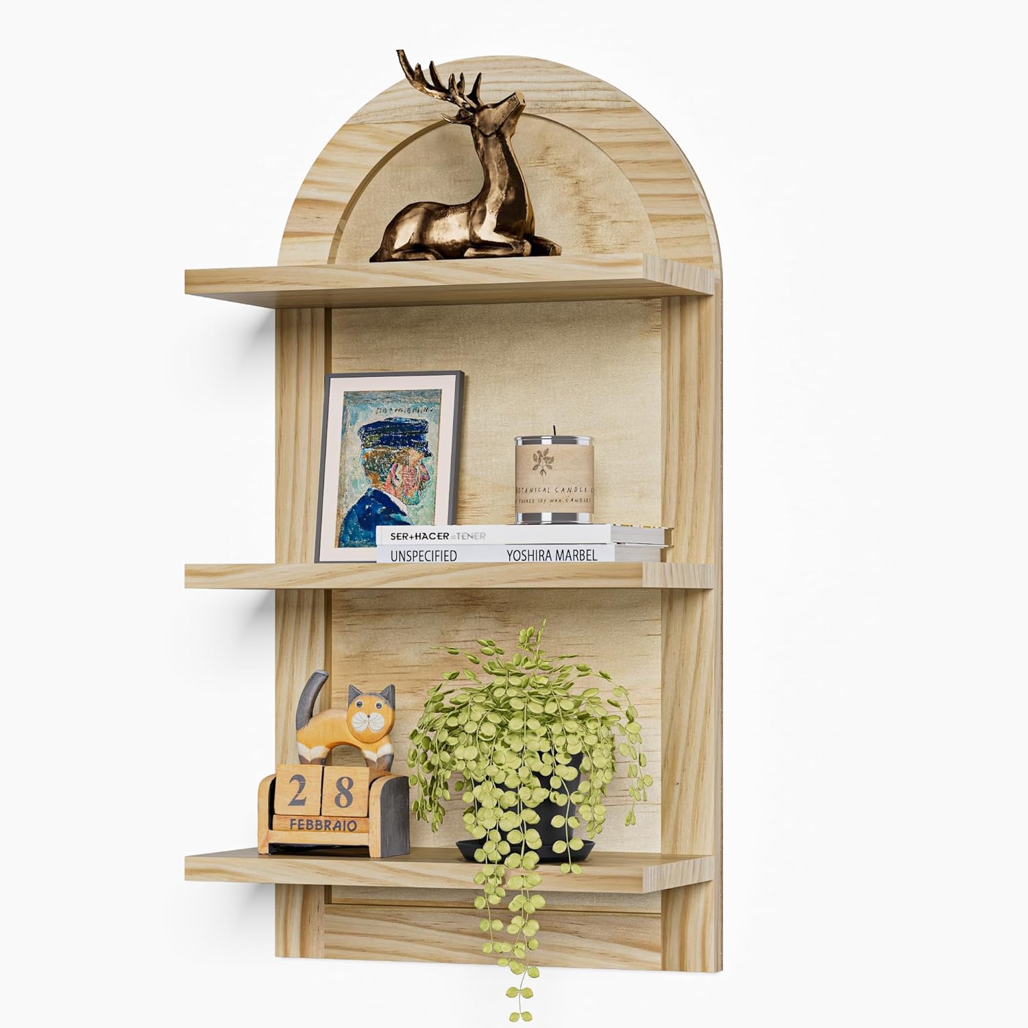3 Tier Floating Wall Shelves Natural Wood Modern