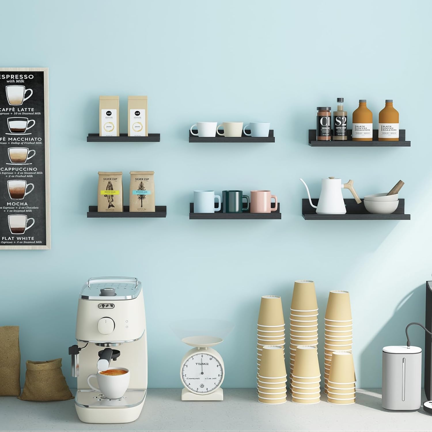 Fixwal Floating Shelves 6-Piece Set Black
