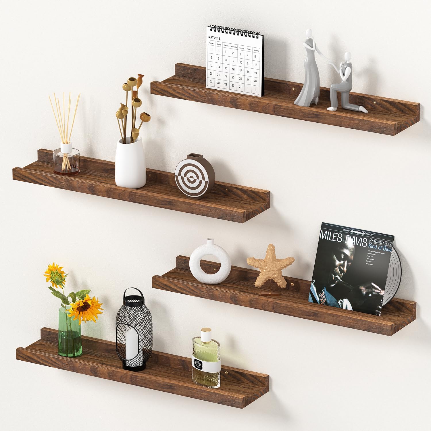 DECKALY Floating Shelves 16 Inch 4 Pack for Home Decor