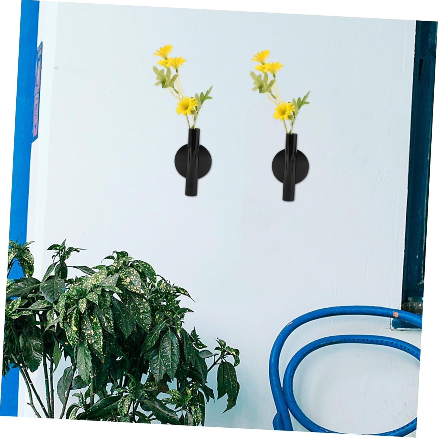 BESTOYARD 2Pcs Wall Mounted Metal Vase for Dried Flowers